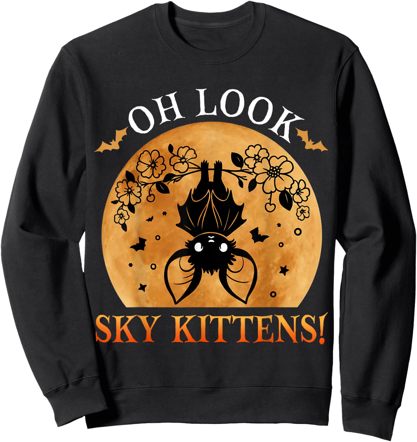 Oh Look Sky Kittens Funny Bat Lovers Halloween Costume Kids Sweatshirt - Sweatshirt | Black