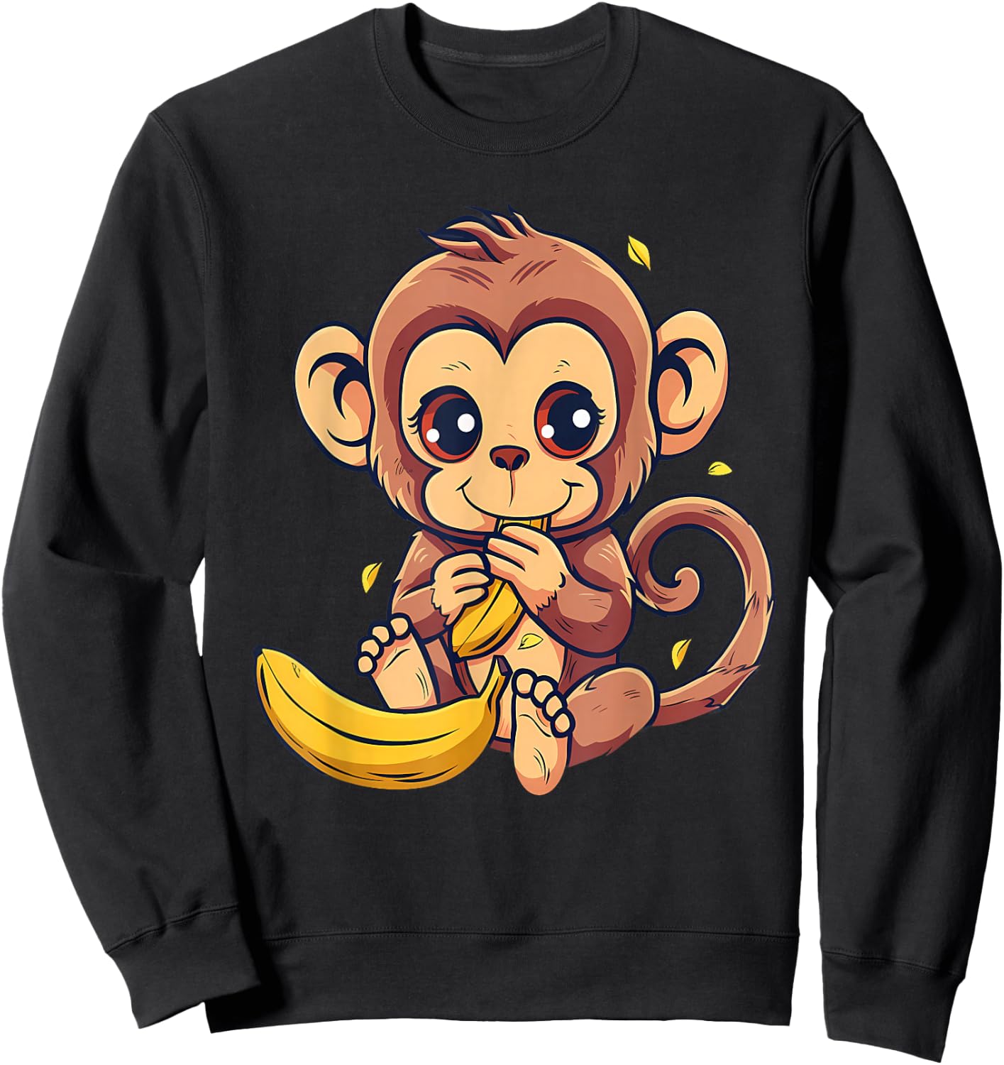 Banana Monkey Cute Monkey Wildlife Animal Art Drawing Sweatshirt - Sweatshirt | Black