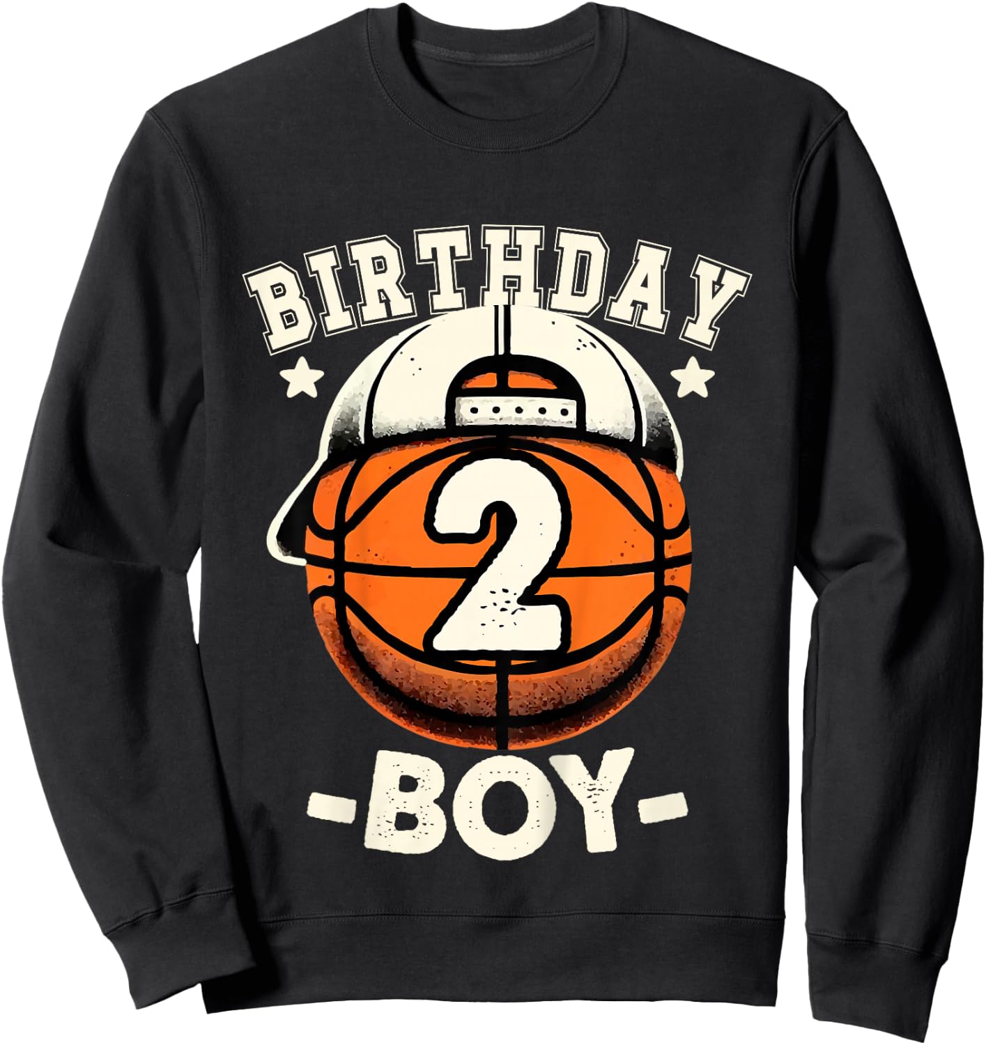 Kids 2nd Birthday Boy 2 Year Old Basketball Theme Decorations Boy Sweatshirt - Sweatshirt | Black