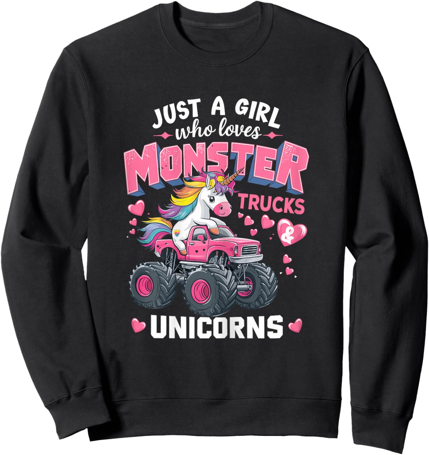 Monster Trucks and Unicorns Sweatshirt - Sweatshirt | Black