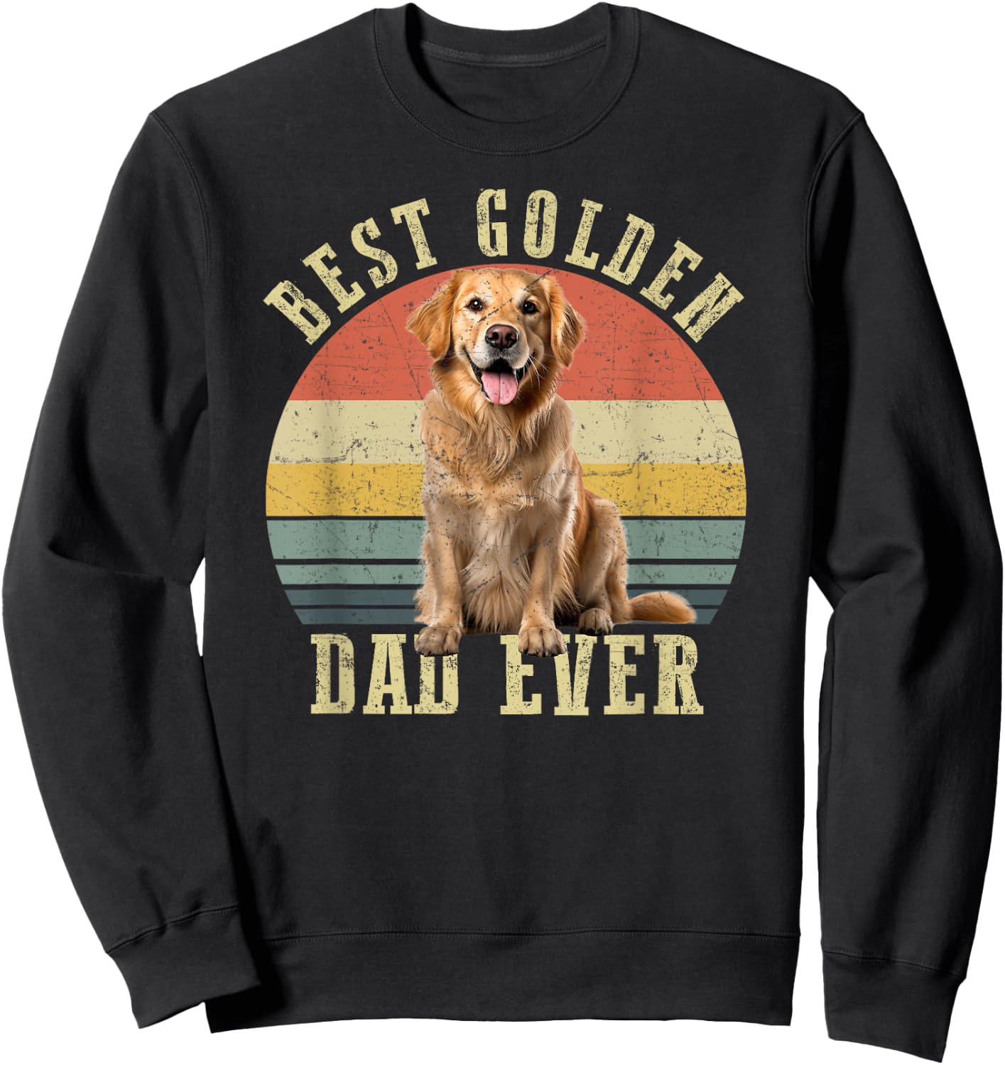 Best Golden retriever Dad Ever Retro Dog Vintage Sweatshirt - Sweatshirt | Black