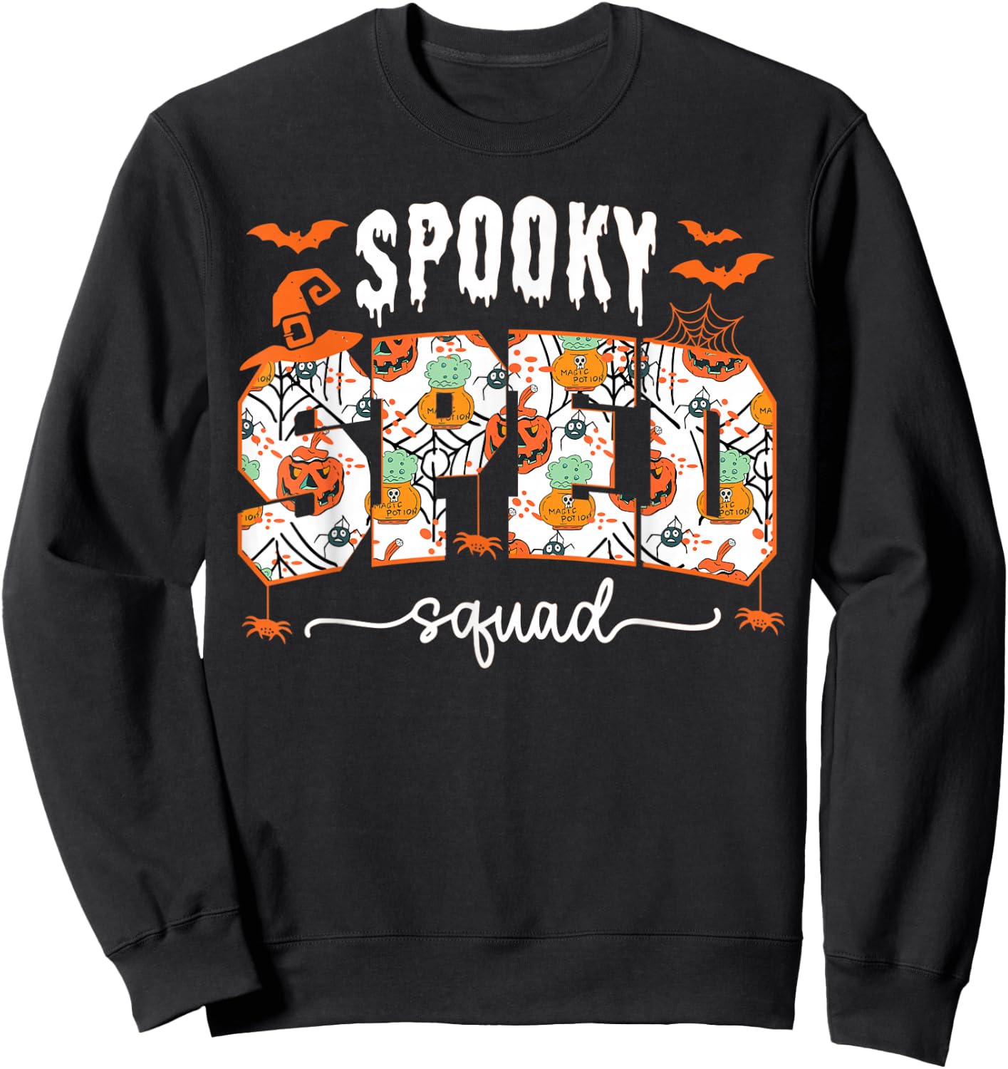Spooky SPED Squad Special Education Teacher Halloween Ghost Sweatshirt - Sweatshirt | Black