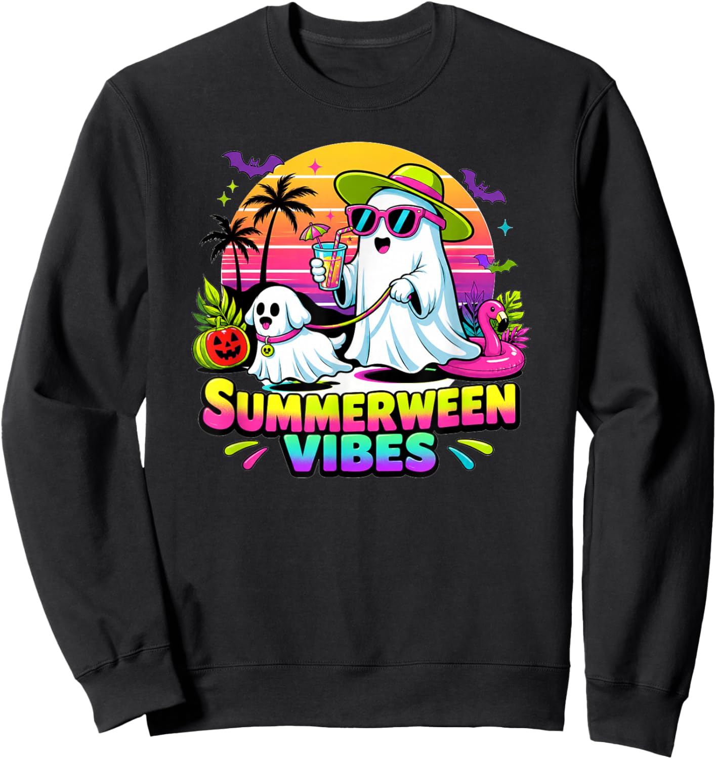 Halloween Summerweens Funny Ghosts Walking Dog Sweatshirt - Sweatshirt | Black