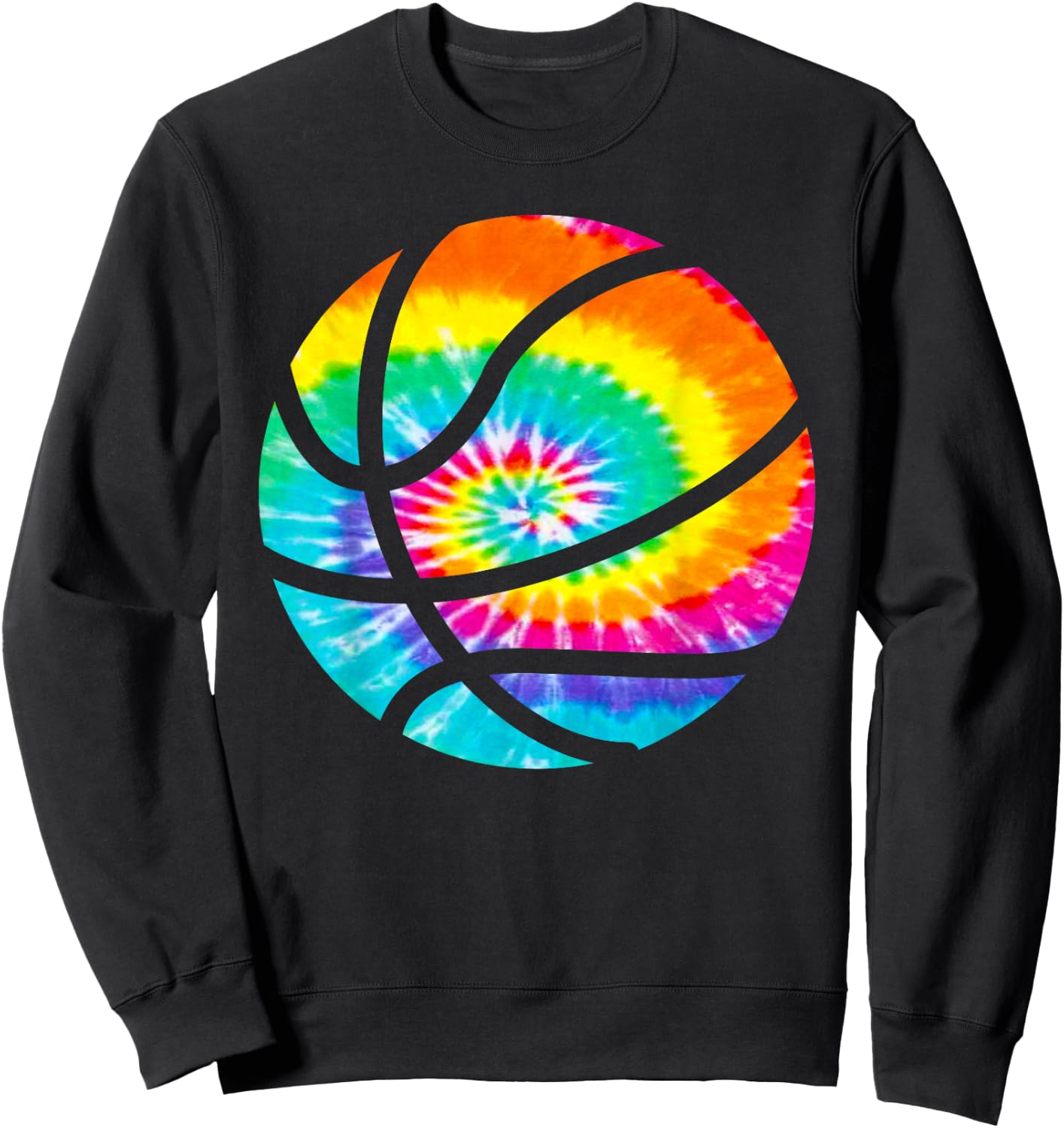 Basketball Tie Dye Shirt - Rainbow Trippy Hippie Shirt Sweatshirt - Sweatshirt | Black