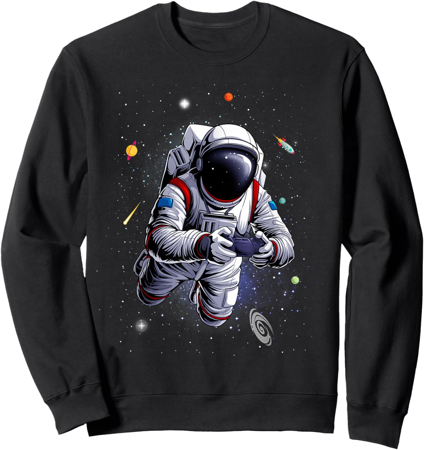 Cool Astronaut Art for Kids Boys Men Space Themed Galaxy Sweatshirt - Sweatshirt | Black