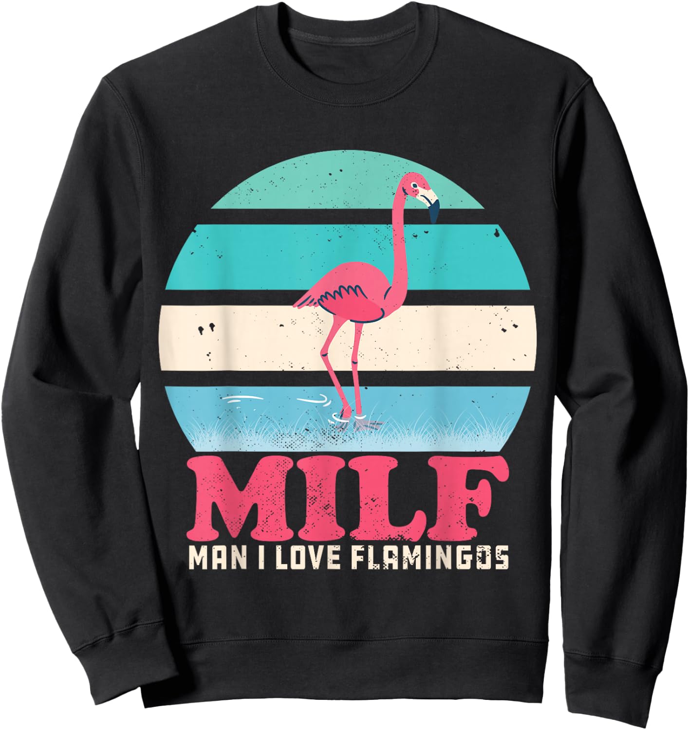 I Love Flamingos Vintage Sweatshirt - Sweatshirt | Black