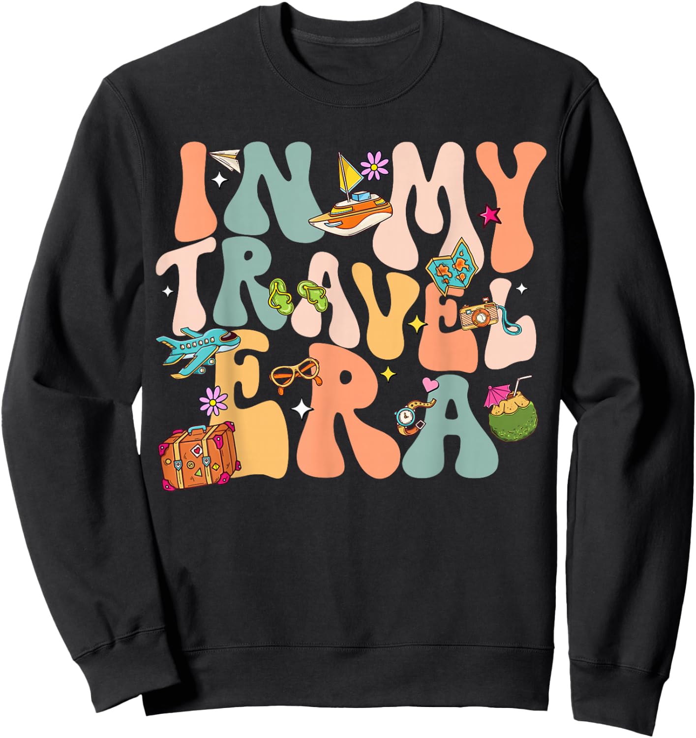 In My Travel Era Airplane Adventure In My Travel Era Airplane Adventure For Family Vacation Trip Sweatshirt - Sweatshirt | Black