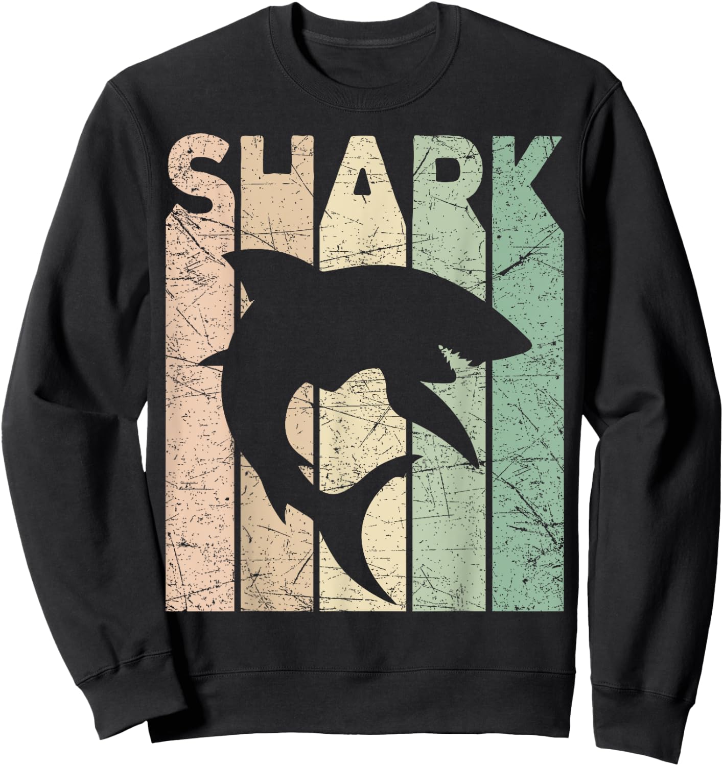 Shark Vintage Marine Animal Shark Lover Retro Oceanography Sweatshirt - Sweatshirt | Black