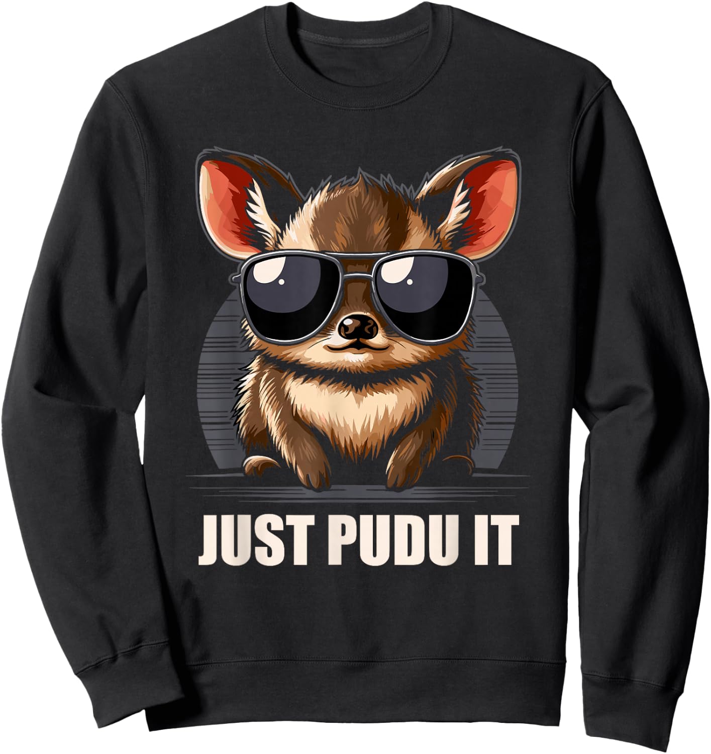 Cute Pudu Deer South America cartoon deer nature gift Sweatshirt - Sweatshirt | Black