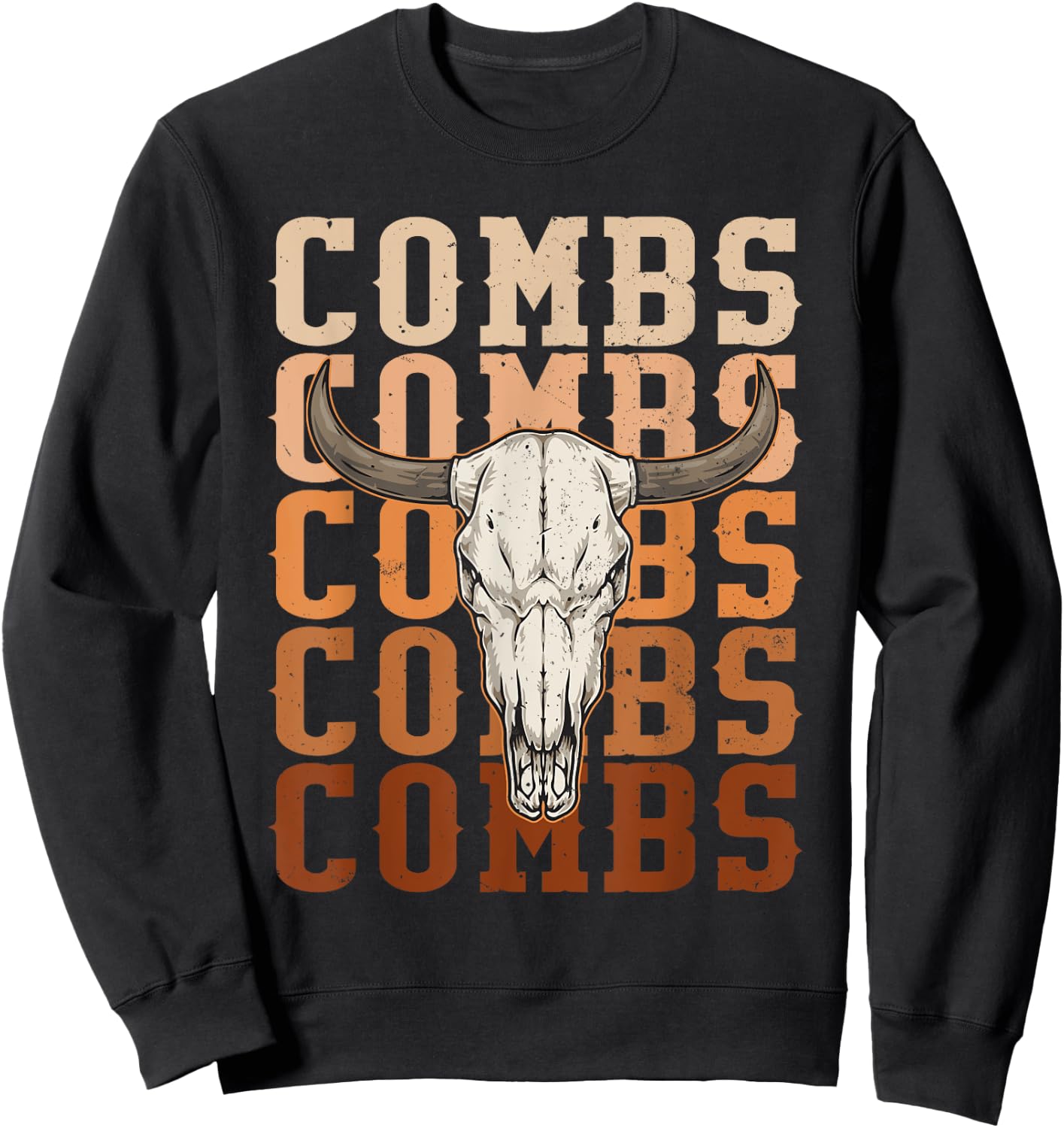 Combs Western Music Country Cowboy Cow Skull Sweatshirt - Sweatshirt | Black