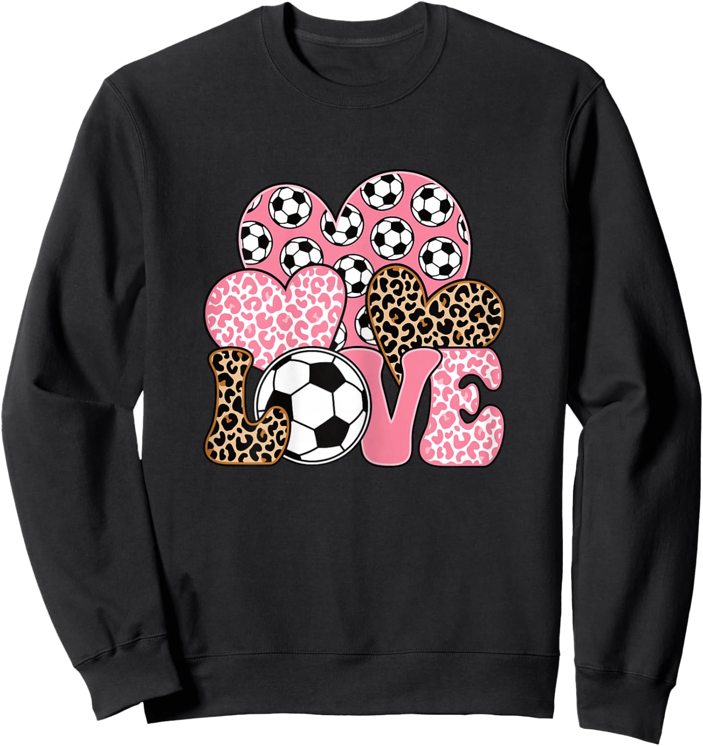 Love Soccer Cute Soccer Lover Women Girls Sweatshirt - Sweatshirt | Black