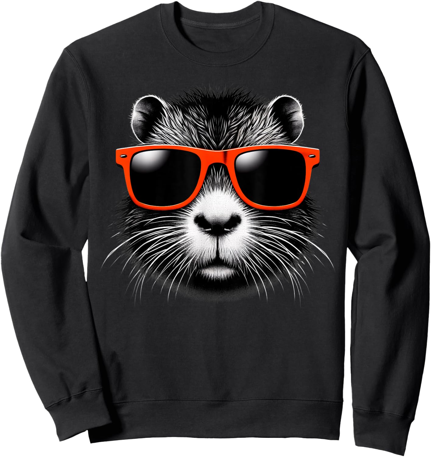Cool Nutria Wearing Sunglasses Graphic Art Sweatshirt - Sweatshirt | Black