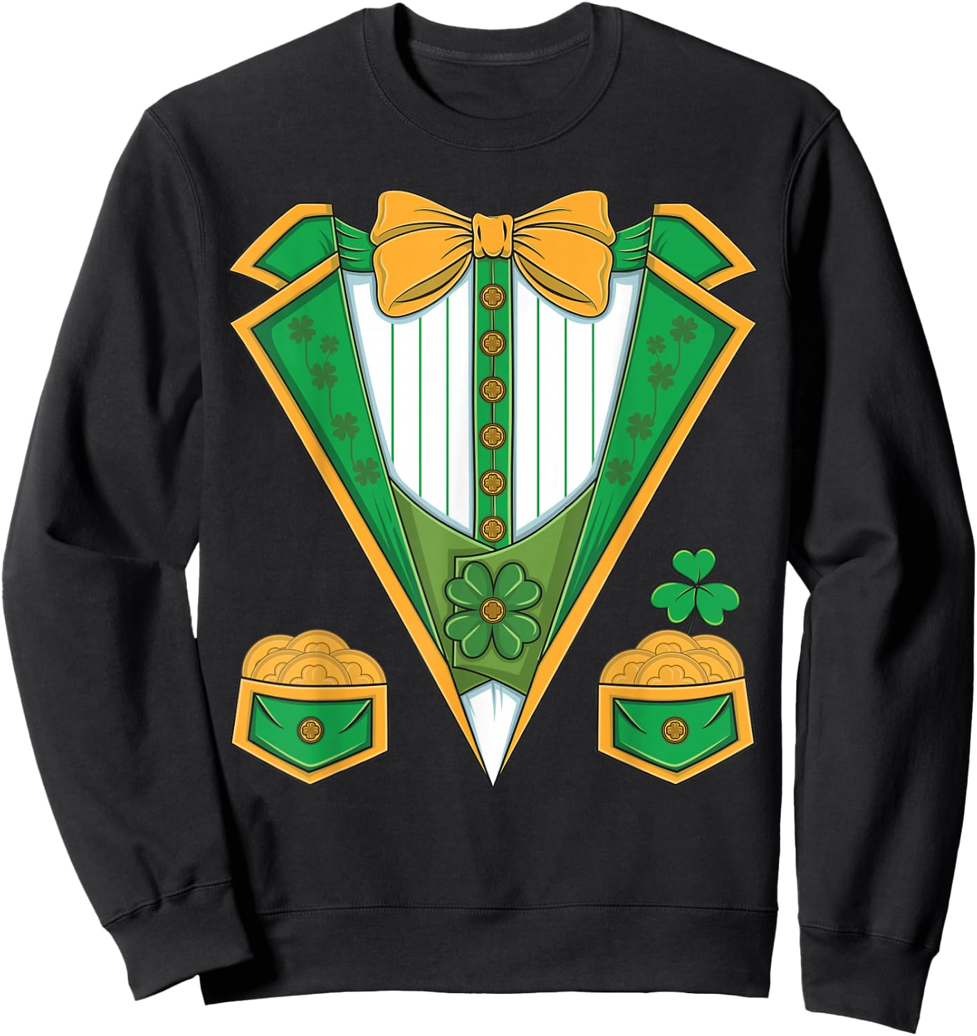 Leprechaun Costume St. Patrick's Day Tuxedo Kids Men Boys Sweatshirt - Sweatshirt | Black