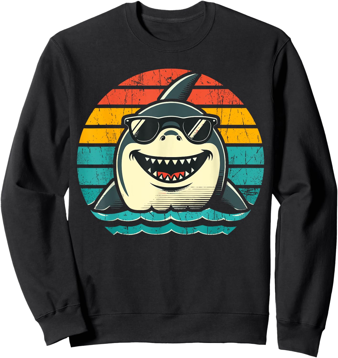 Shark with Sunglasses Animal Shark Sweatshirt - Sweatshirt | Black
