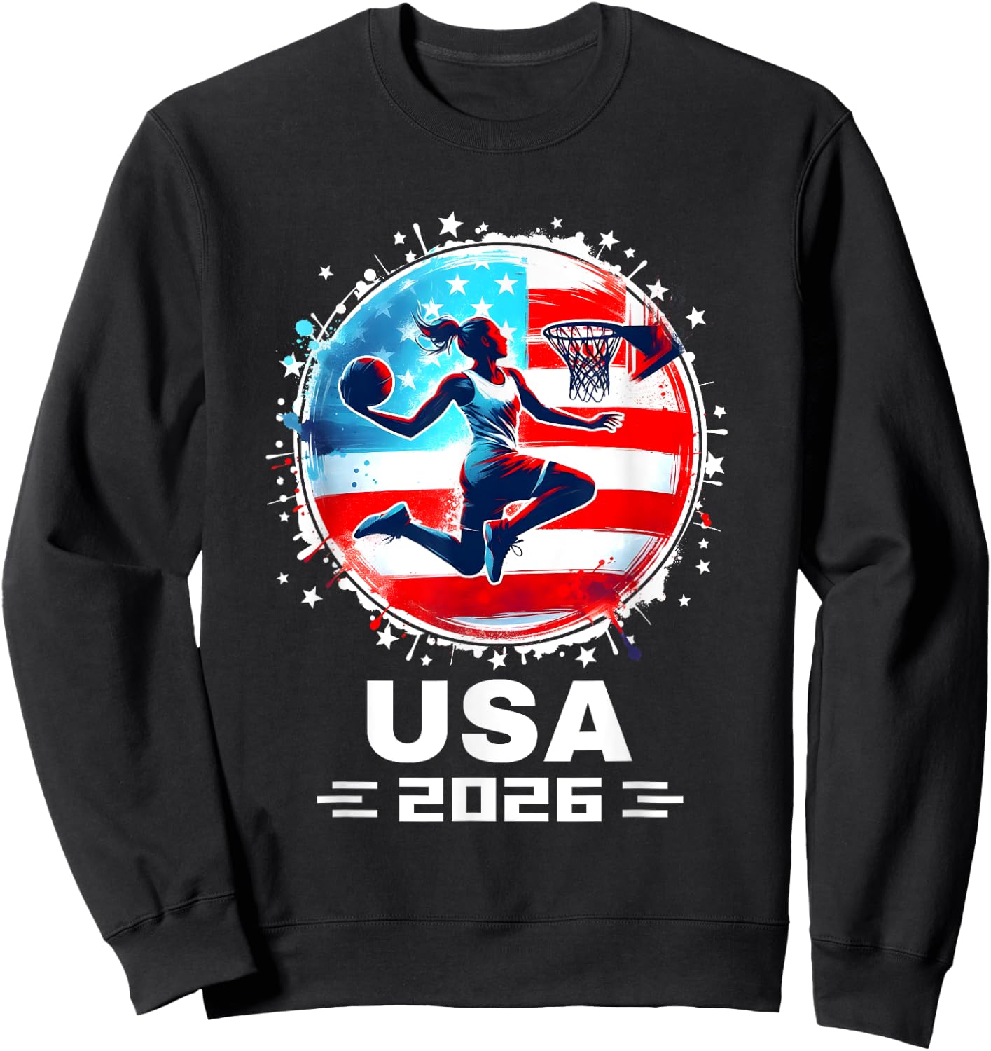 USA Team 2026 United States American Flag Basketball USA Sweatshirt - Sweatshirt | Black