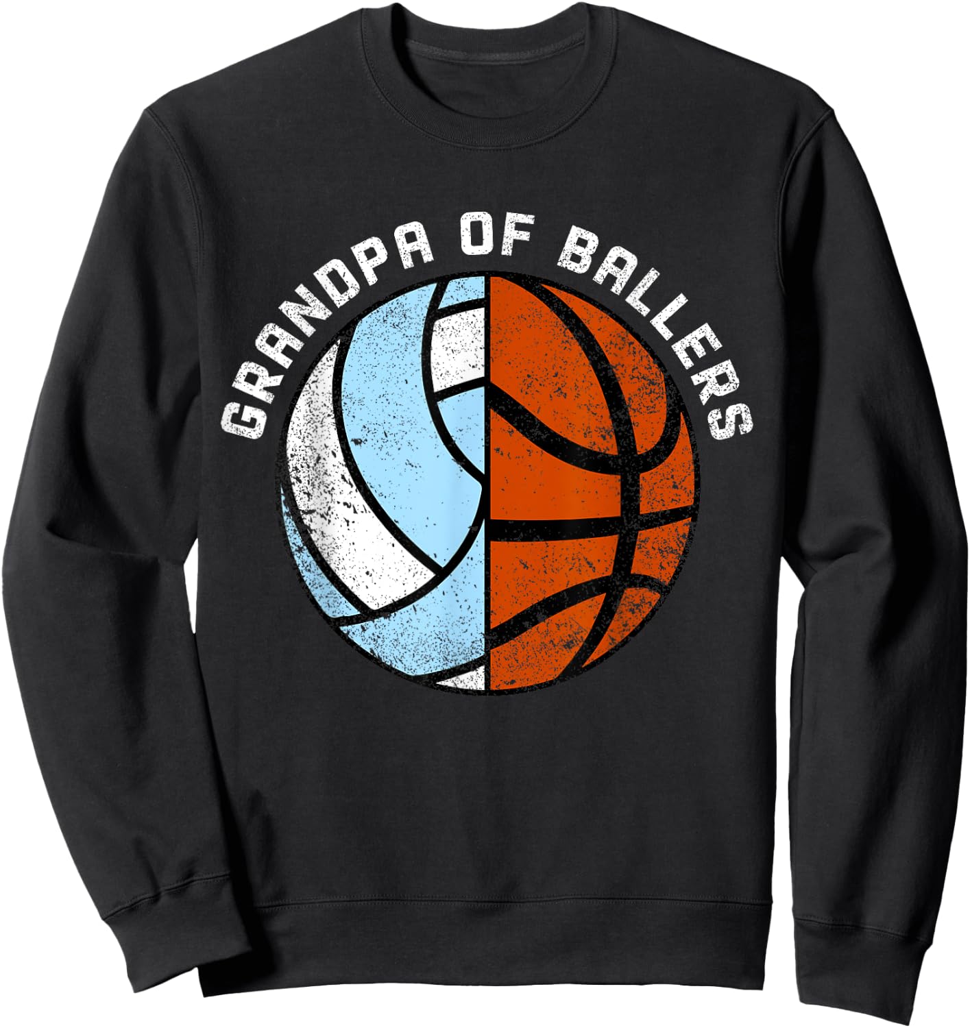 Grandpa Of Ballers Funny Volleyball Basketball Grandpa Sweatshirt - Sweatshirt | Black