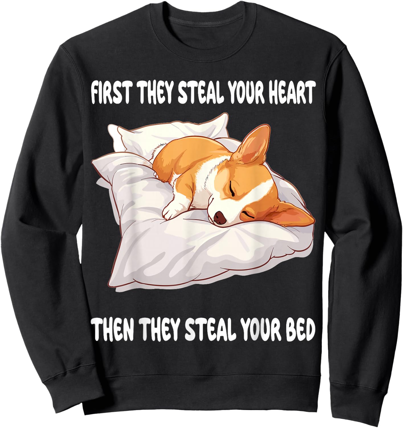 Welsh Corgi Pembroke Sleeping Pajamas Nightgown Sweatshirt - Sweatshirt | Black