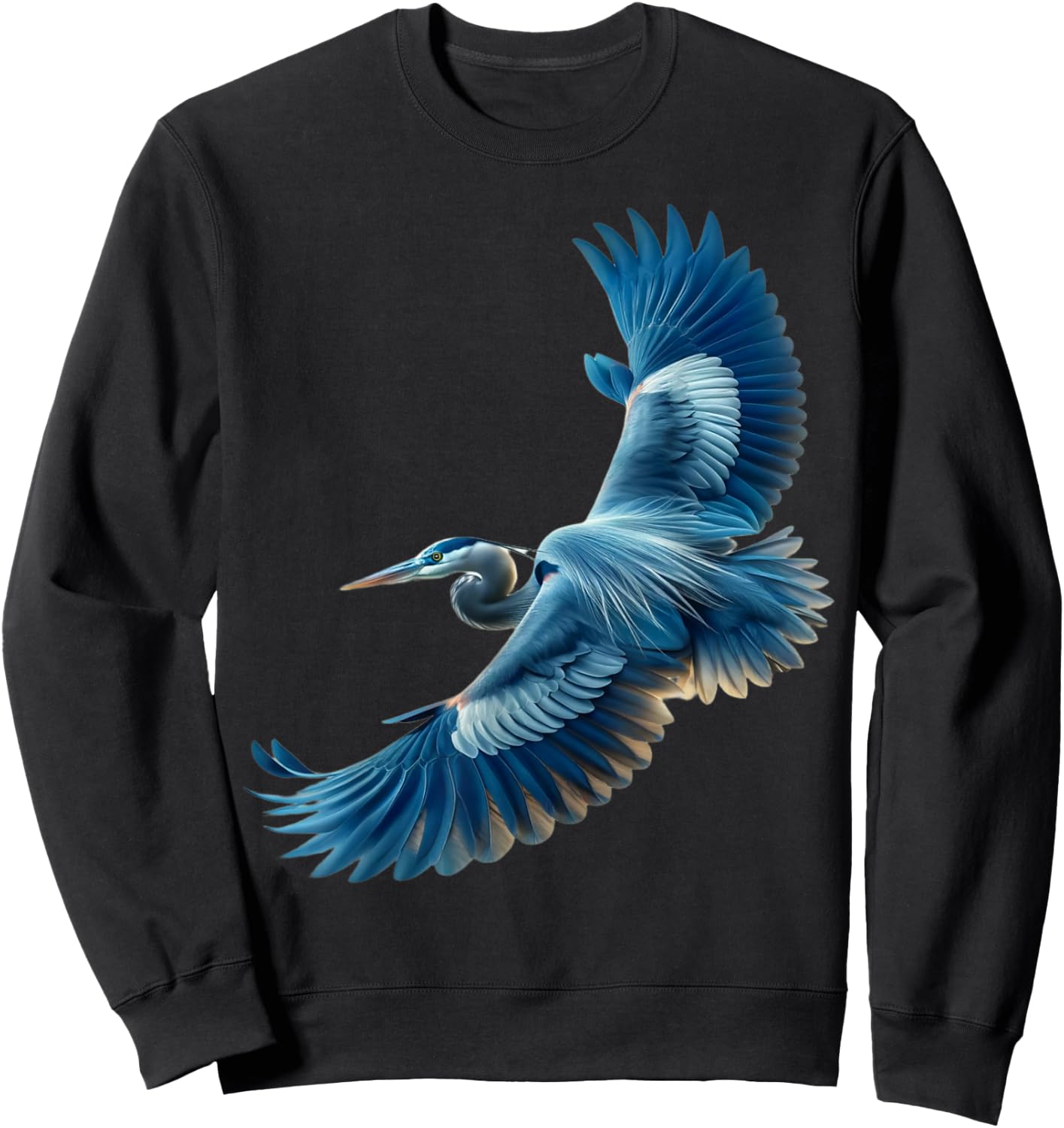 Great Blue Heron Egret Bird Flight Migration Pattern Sweatshirt - Sweatshirt | Black
