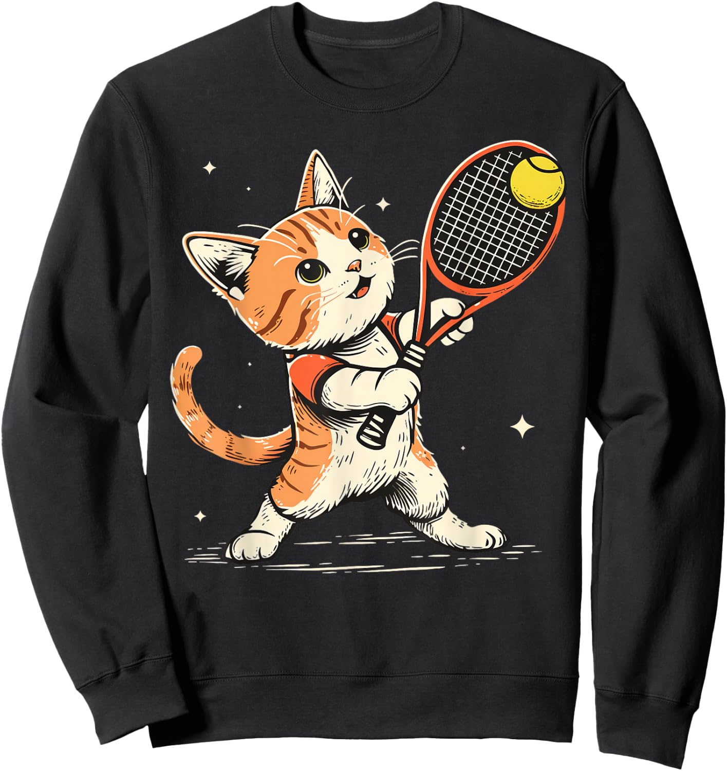 Tennis player Cat on Tennis Sweatshirt - Sweatshirt | Black