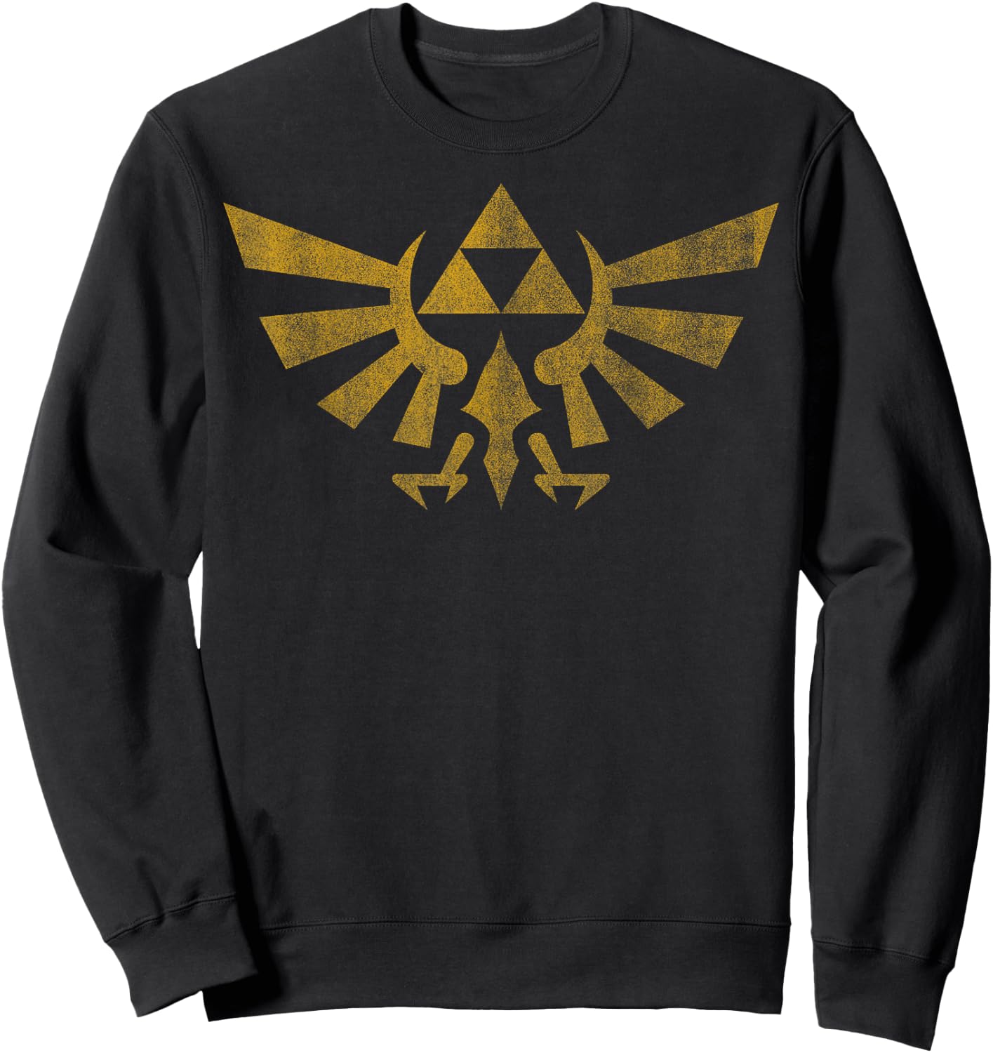 Legend of Zelda Royal Crest Distressed Badge Sweatshirt - Sweatshirt | Black