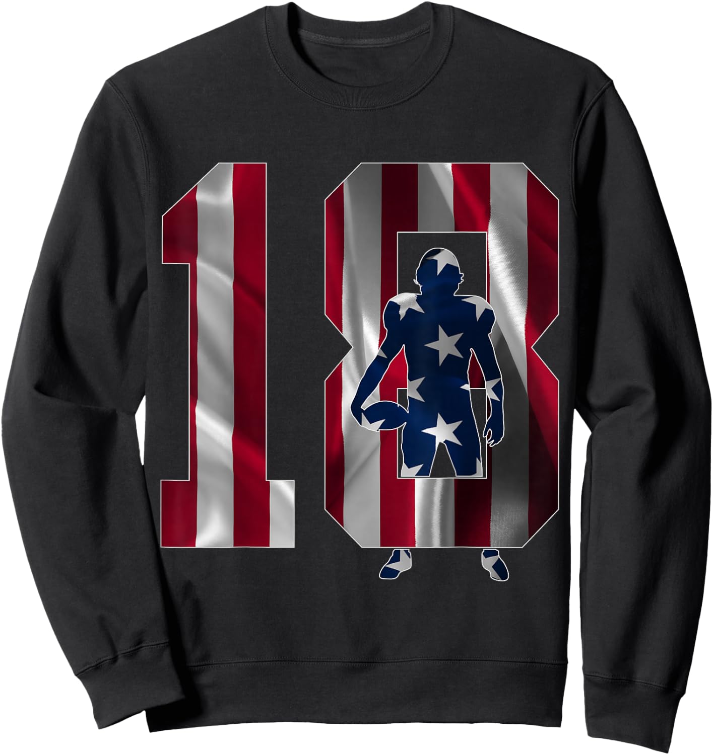 Number 18 Years Football 18th Birthday Sweatshirt - Sweatshirt | Black