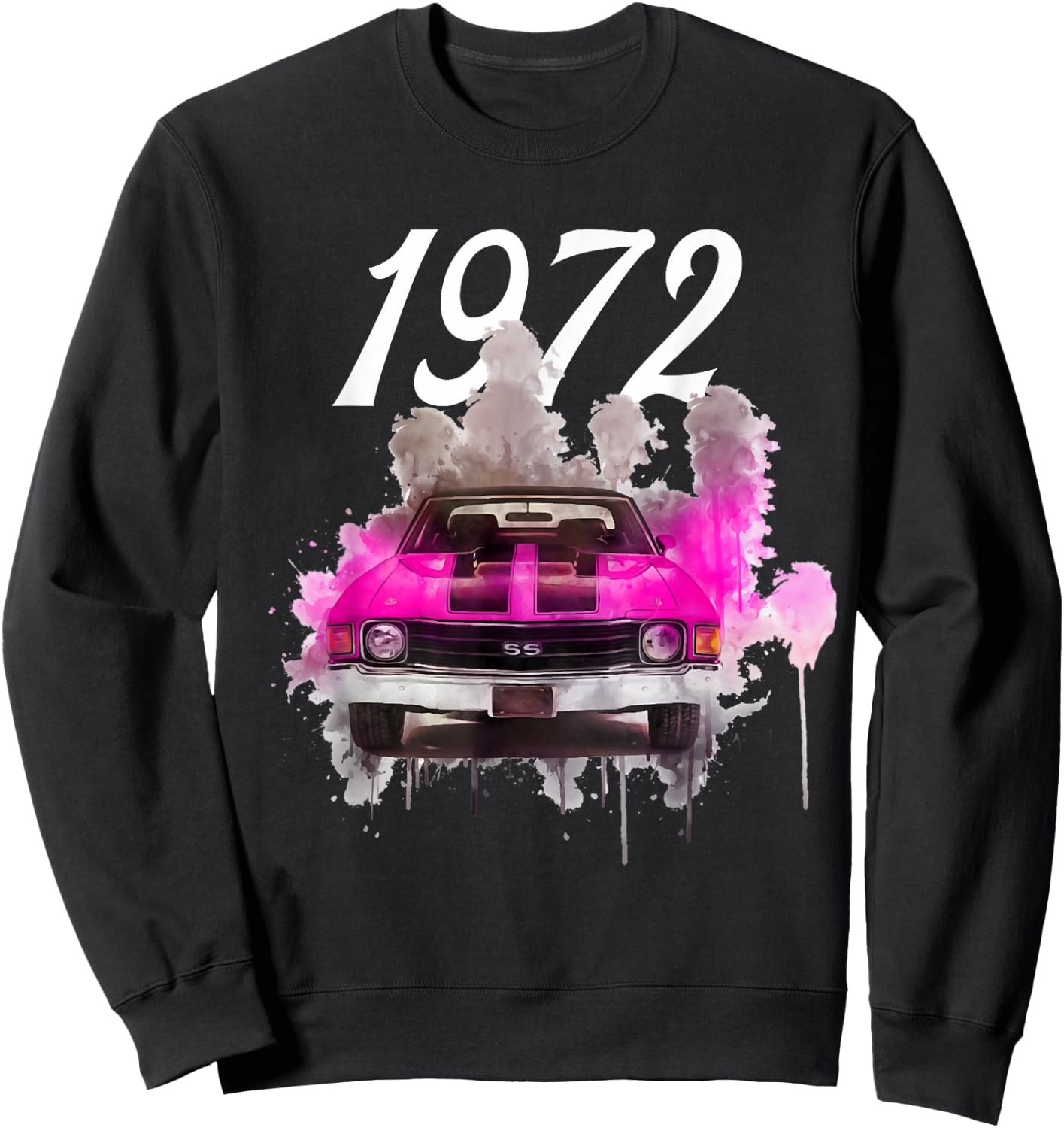 1972 72 Chevelle SS Trending Chevys Muscle Pink Car Sweatshirt - Sweatshirt | Black