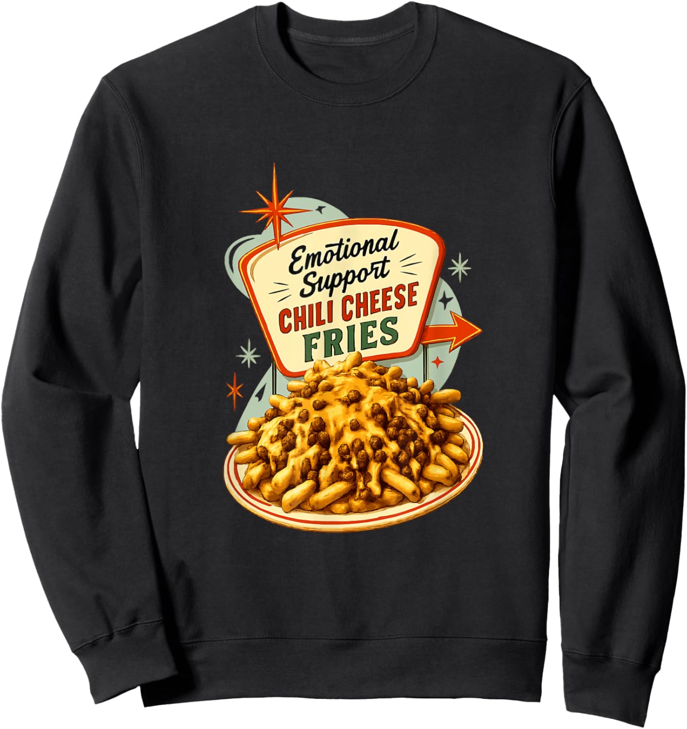 Emotional Support Chili Cheese Fries Sweatshirt - Sweatshirt | Black