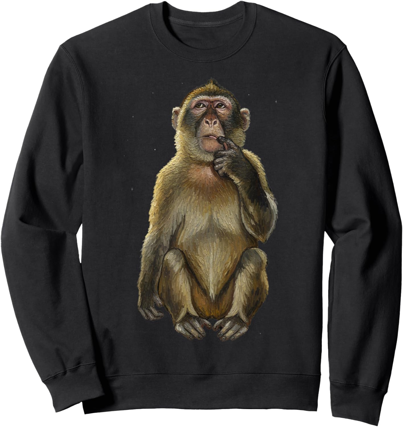 Funny Thinking Monkey Memes Brainrot Sweatshirt - Sweatshirt | Black