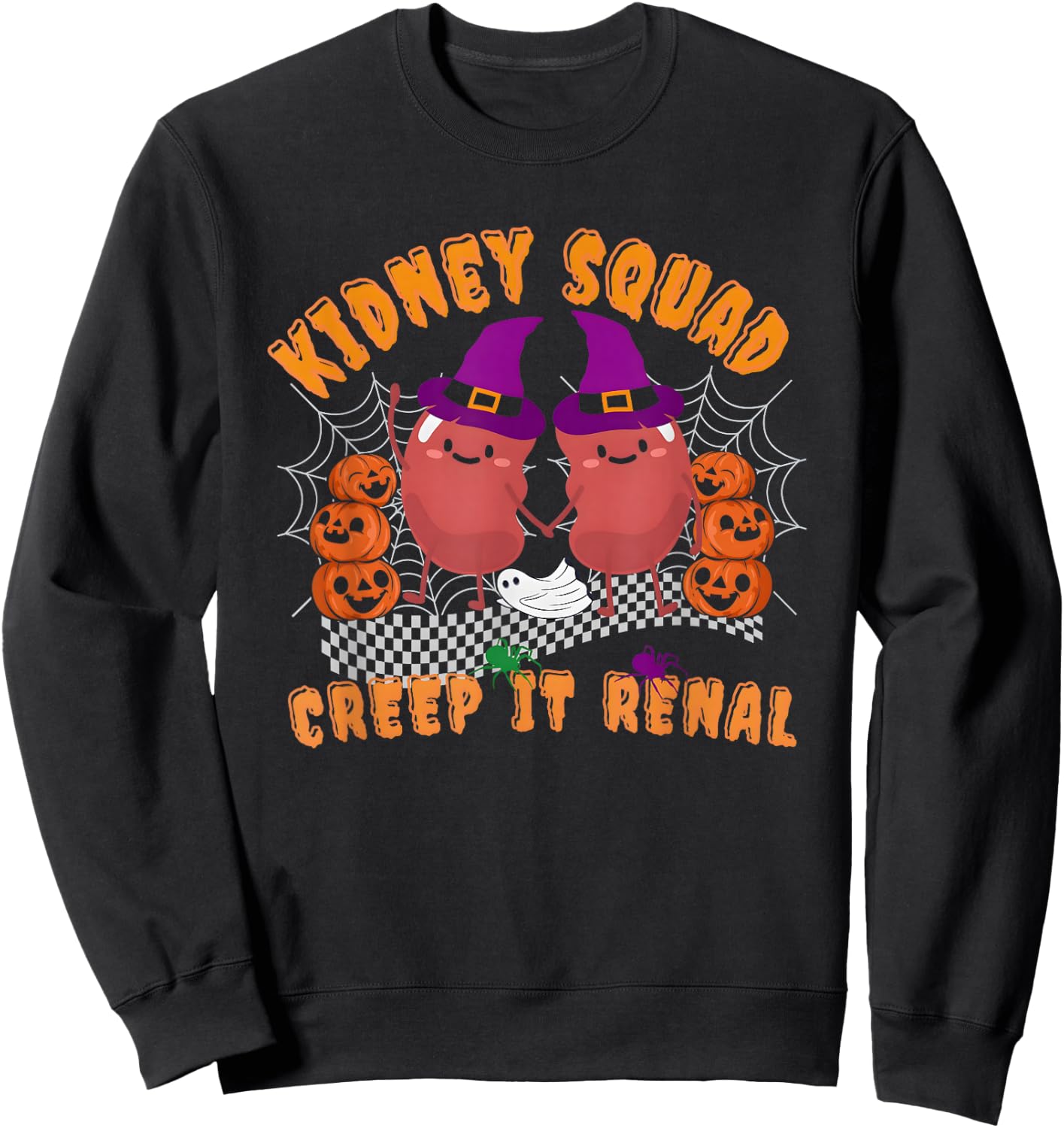 Halloween Kidney Retro Dialysis Kidney Health Gift Kidney Sweatshirt - Sweatshirt | Black