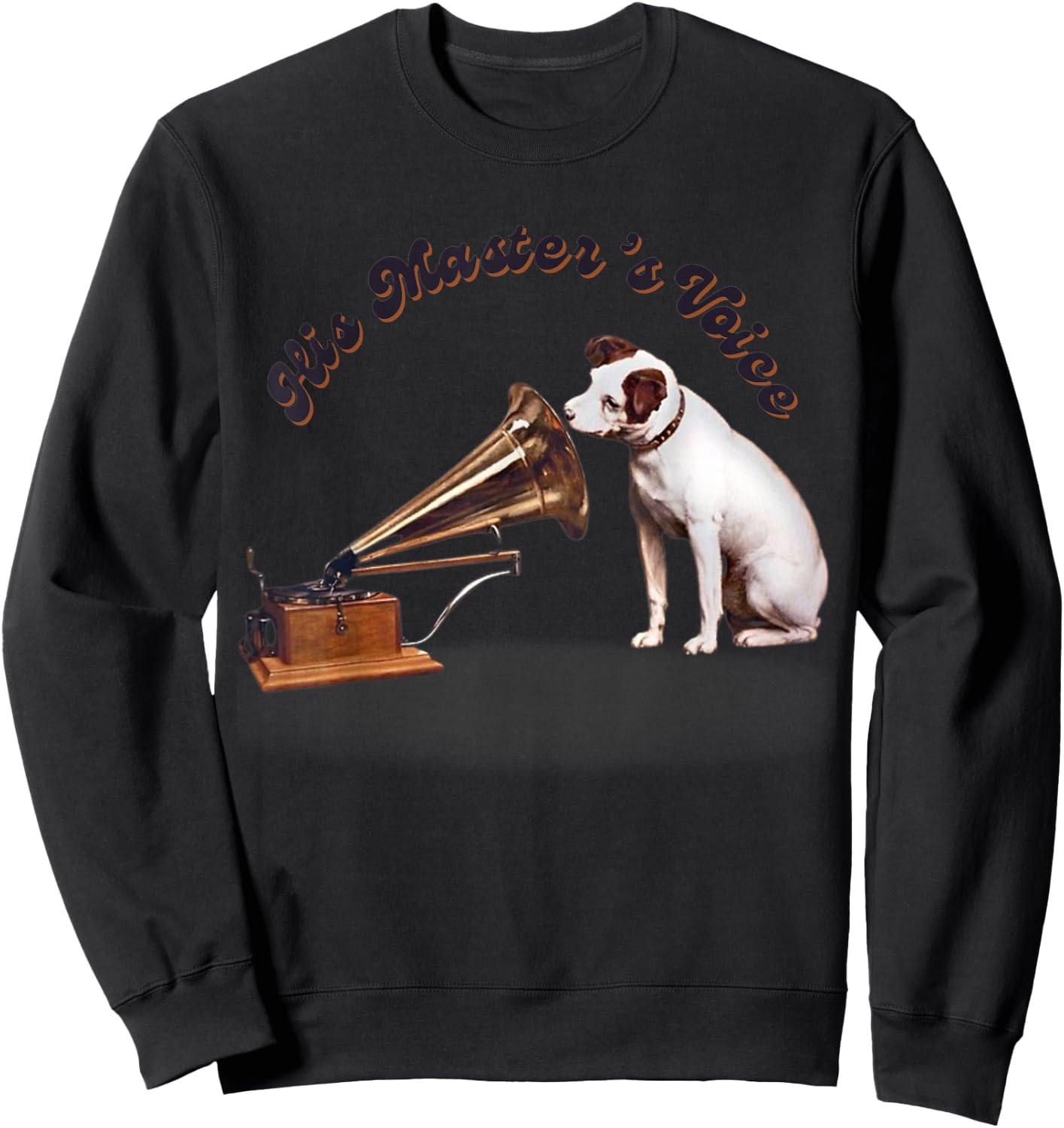 JRT Designs His Master's Voice RCA Victor Nipper Dog , Small, Black Sweatshirt - Sweatshirt | Black