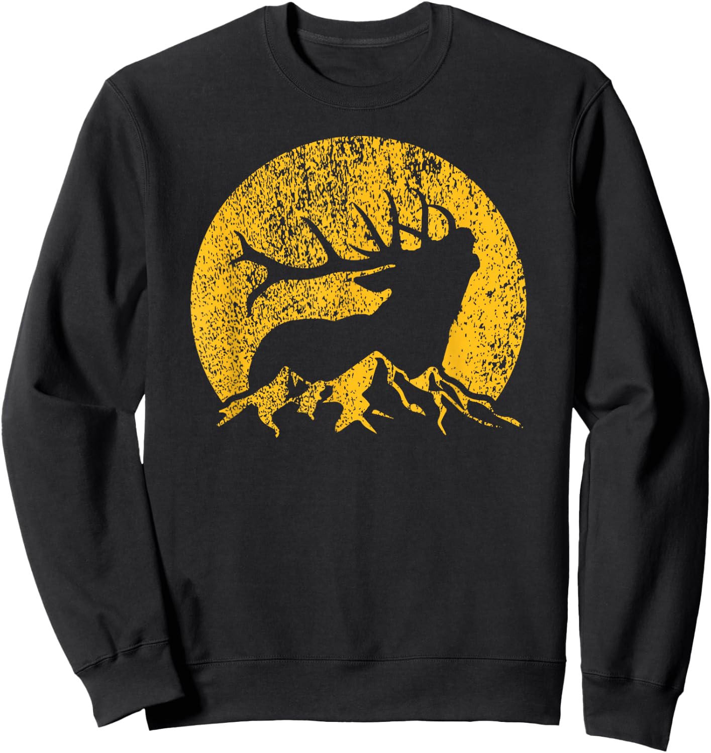 American Elk Hunter Dad Vintage Retro Bow Hunting Gift Sweatshirt - Sweatshirt | Black