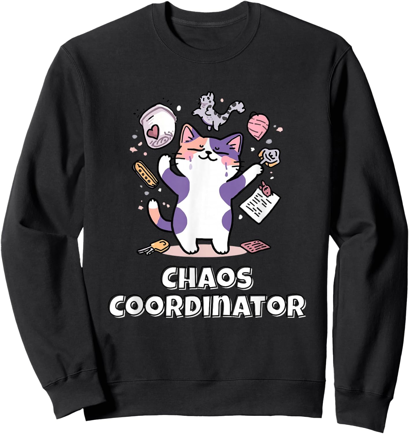 Chaos Coordinator Calico Cat Sweatshirt - Sweatshirt | Black