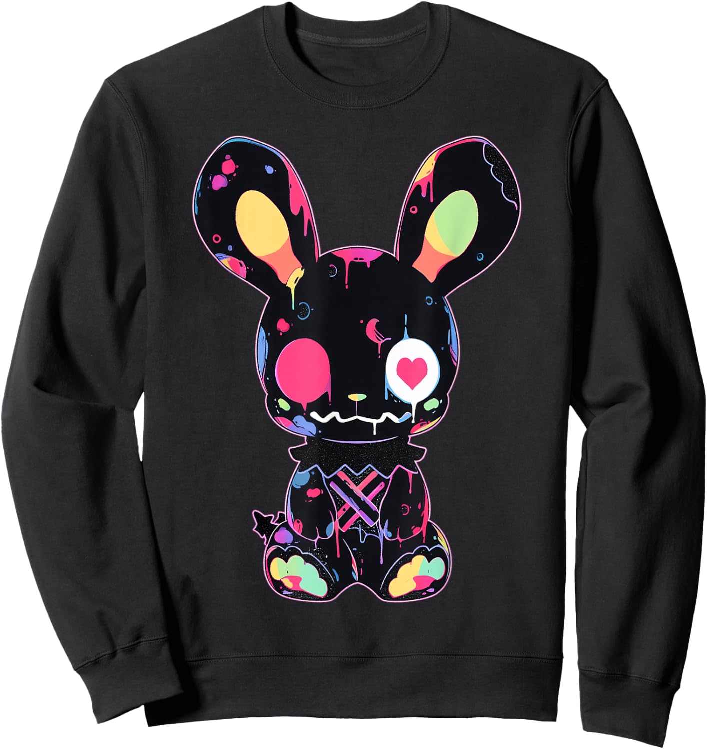 Goth Bunny Kawaii Rabbit Cute Gothic Outfit E-Girl Grunge Sweatshirt - Sweatshirt | Black