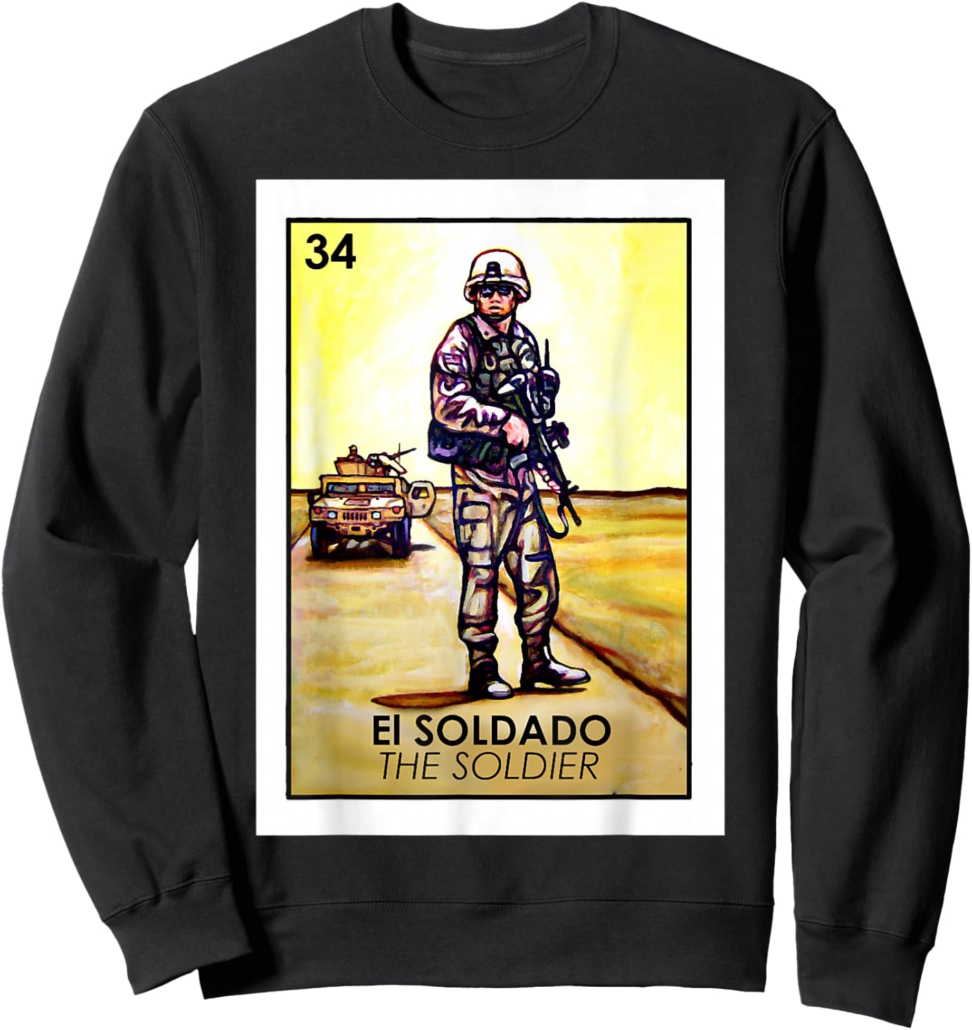 El Soldado Card Mexican Lottery Card Sweatshirt - Sweatshirt | Black