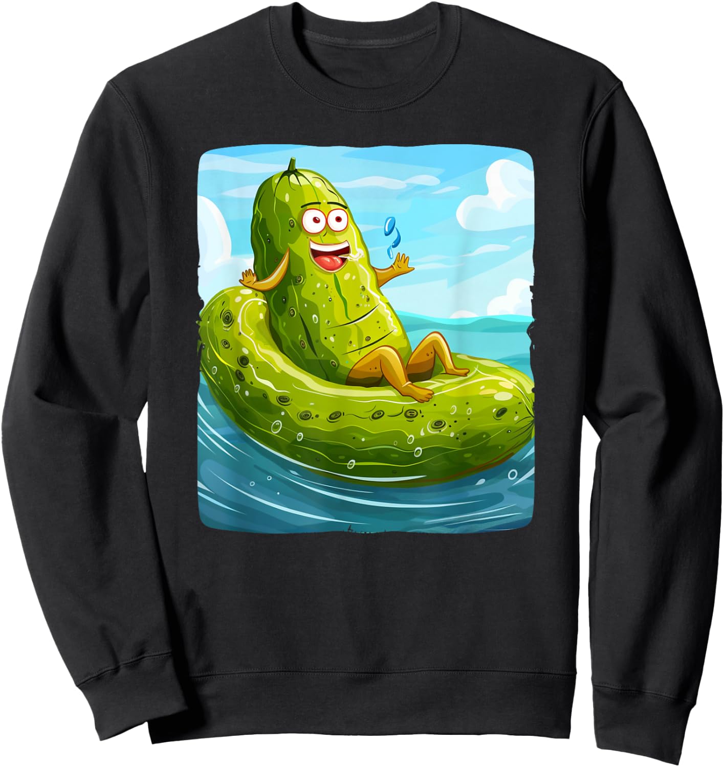 Cool Pickle inflatable pool float Outfit for Summer Vacation Men Women Kids Sweatshirt - Sweatshirt | Black