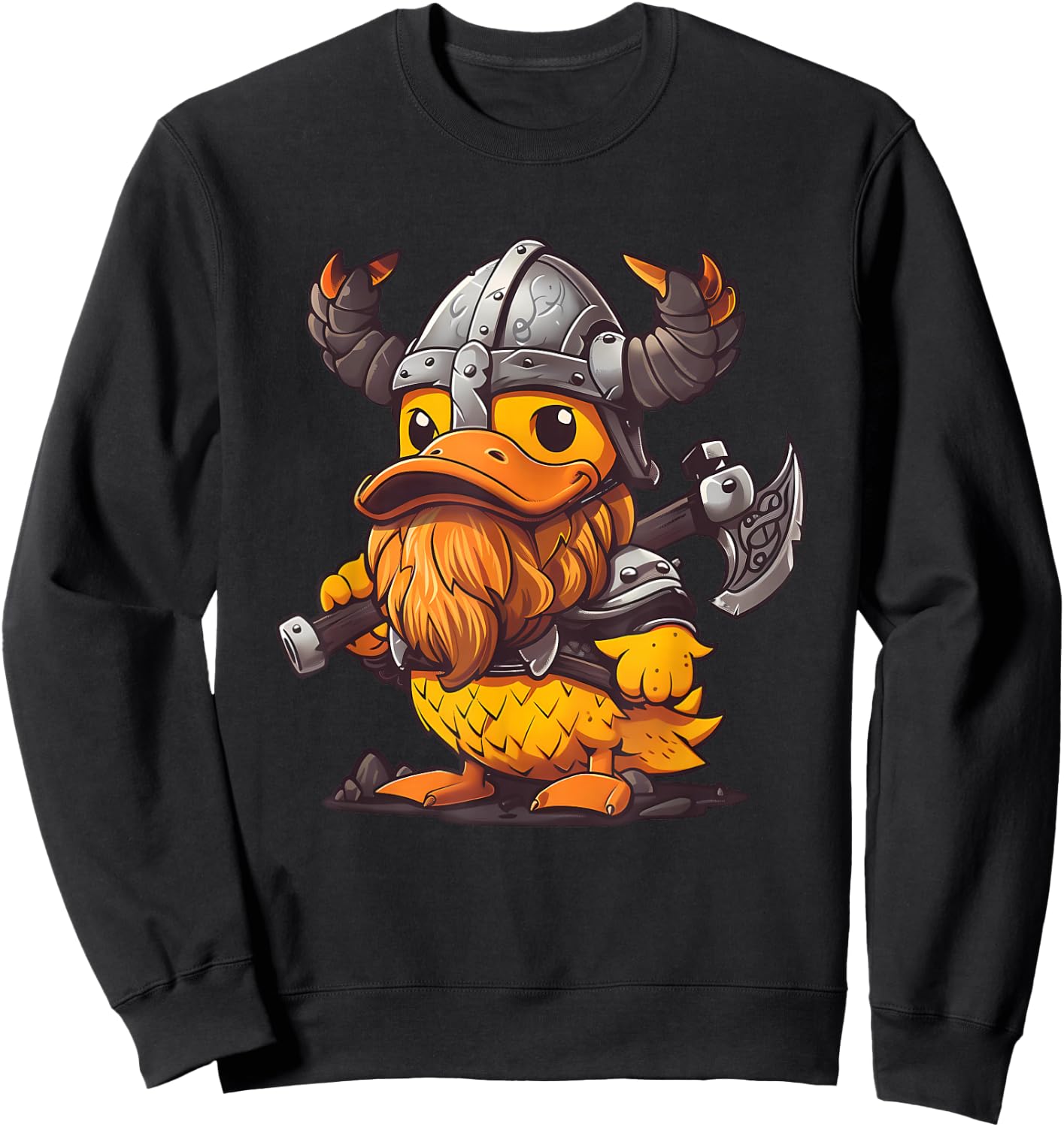 Rubber Duck Viking Duck Rubber Duckling Viking Helmet Sweatshirt - Sweatshirt | Black