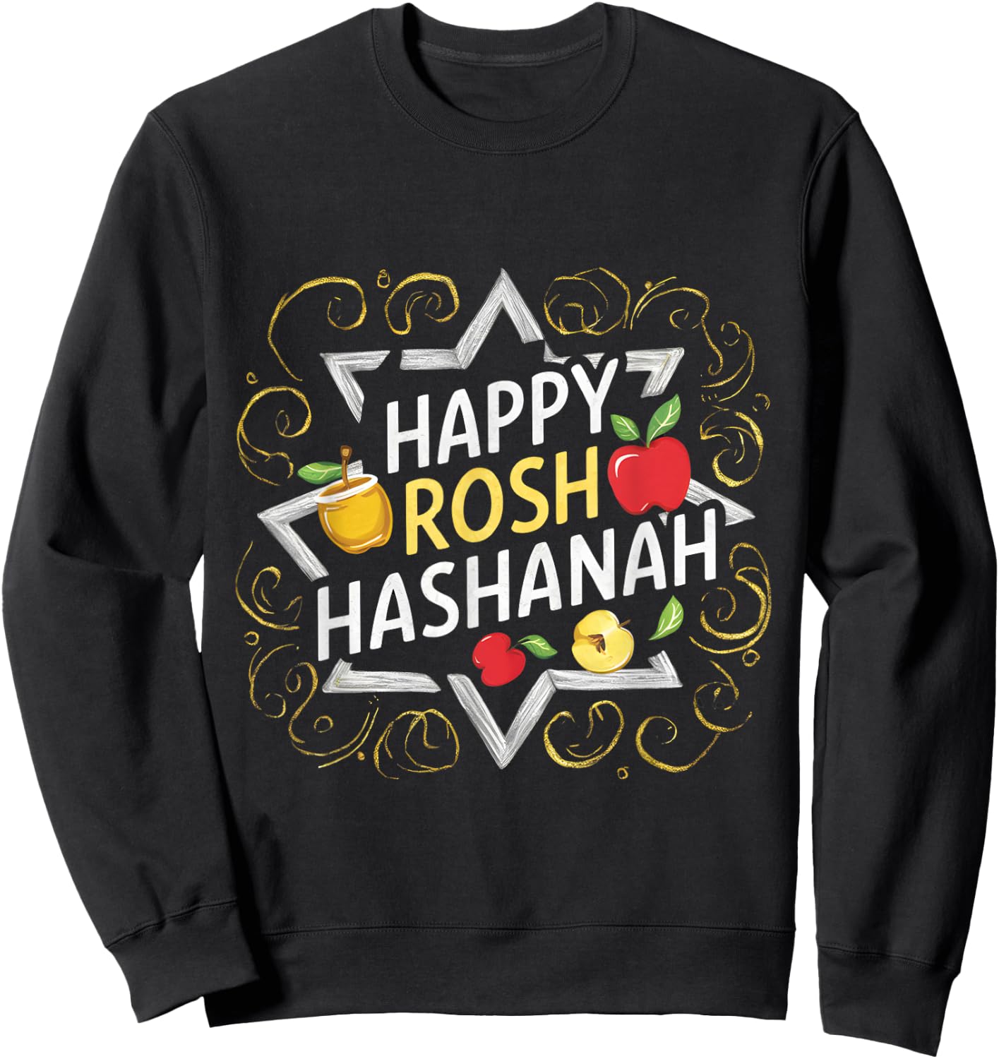 Happy Rosh Hashanah Festive Jewish Celebration Rosh Hashana Sweatshirt - Sweatshirt | Black