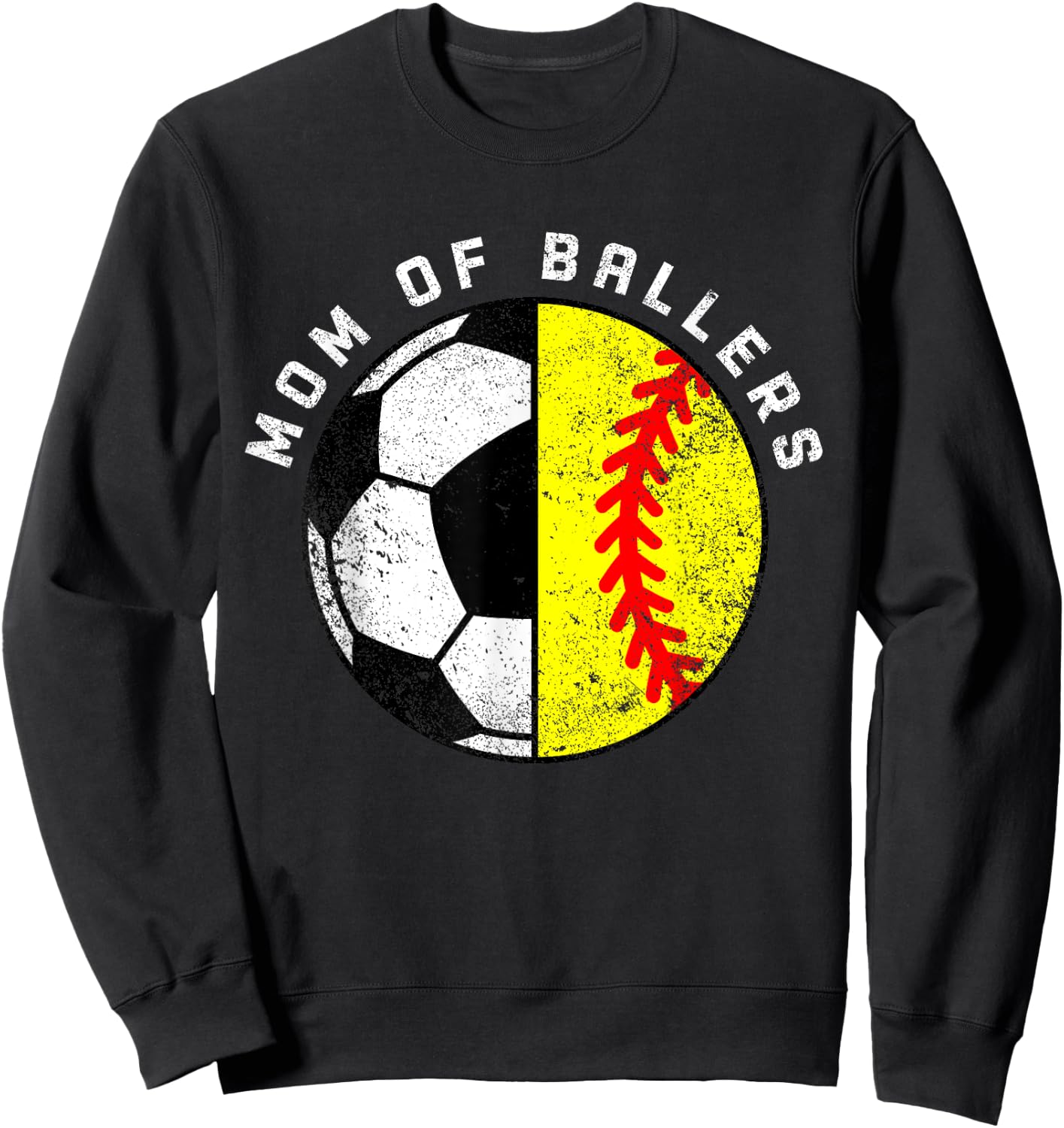 Mom Of Ballers Funny Soccer Softball Mom Sweatshirt - Sweatshirt | Black