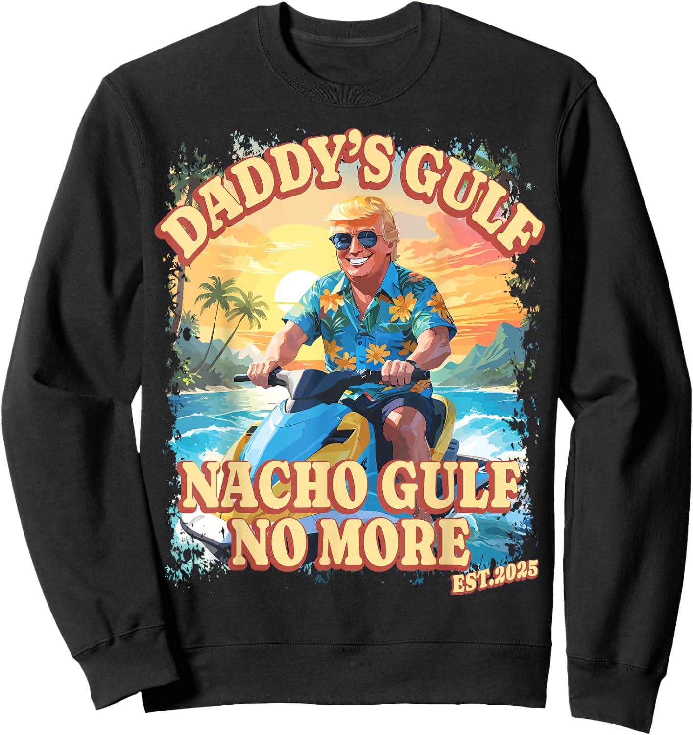 Nacho Gulf No More Funny Gulf 2025 Retro USA America Mexico Sweatshirt - Sweatshirt | Black