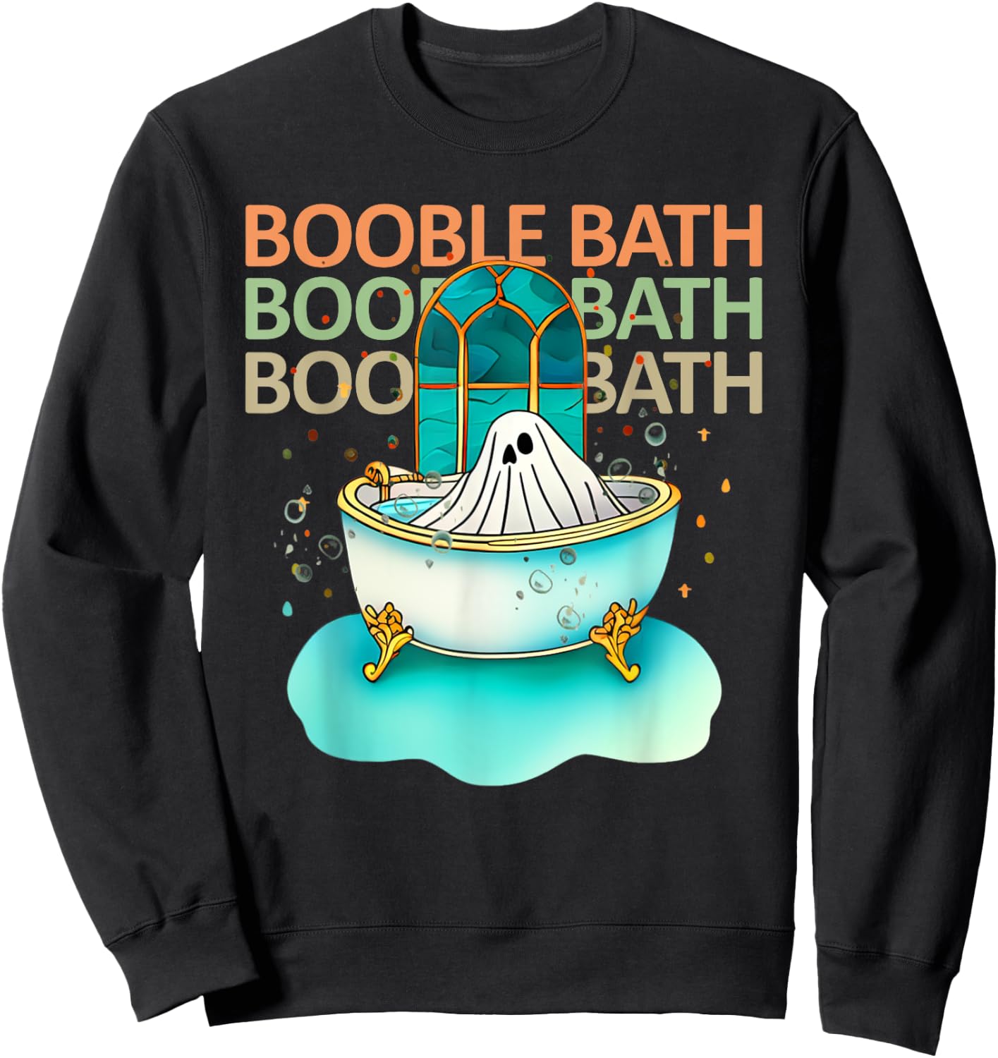 Ghost Bathtub Simple Halloween Costumes Cute Booble Bath Pun Sweatshirt - Sweatshirt | Black