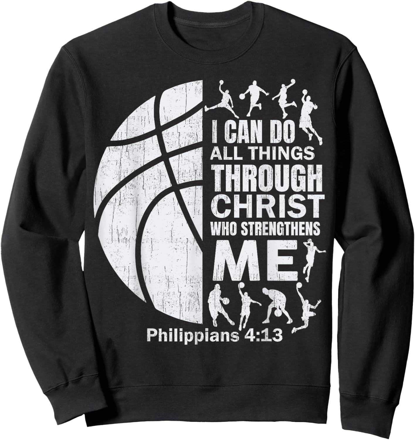 Christian Basketball T Shirt Christ Bible Verse Boys Teen Sweatshirt - Sweatshirt | Black