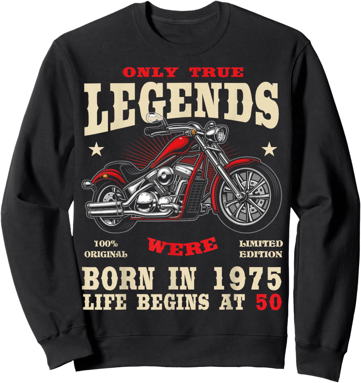 2025 | 50th Birthday Man Biker Gift Motorcycle Chopper 1975 Sweatshirt - Sweatshirt | Black