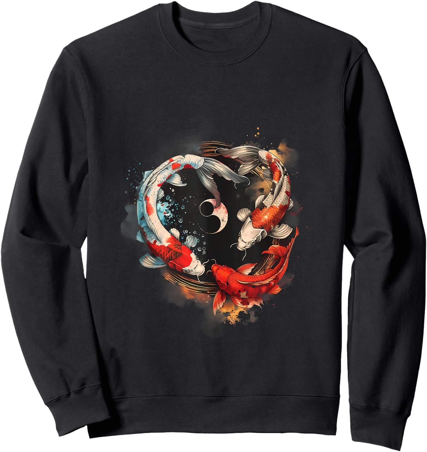 Koi Japanese Koi Carp Fish Yin Yang Asian Carp Koi Fish Sweatshirt - Sweatshirt | Black