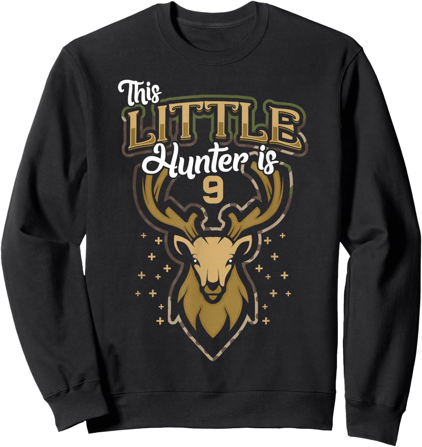 9th Birthday Shirt Hunting Boy Deer Hunter Gift 9 Years Old Sweatshirt - Sweatshirt | Black
