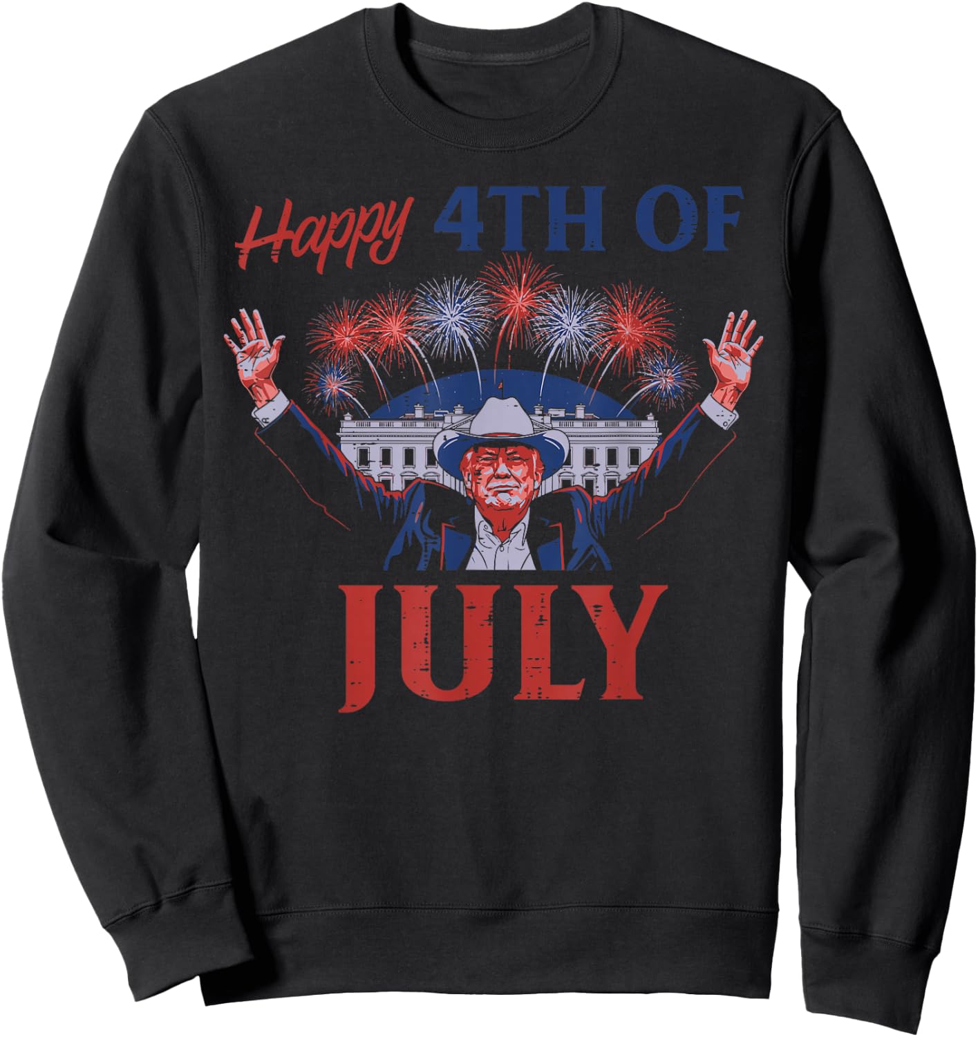 Happy 4th of July America USA July 4th Men Women Kids Sweatshirt - Sweatshirt | Black