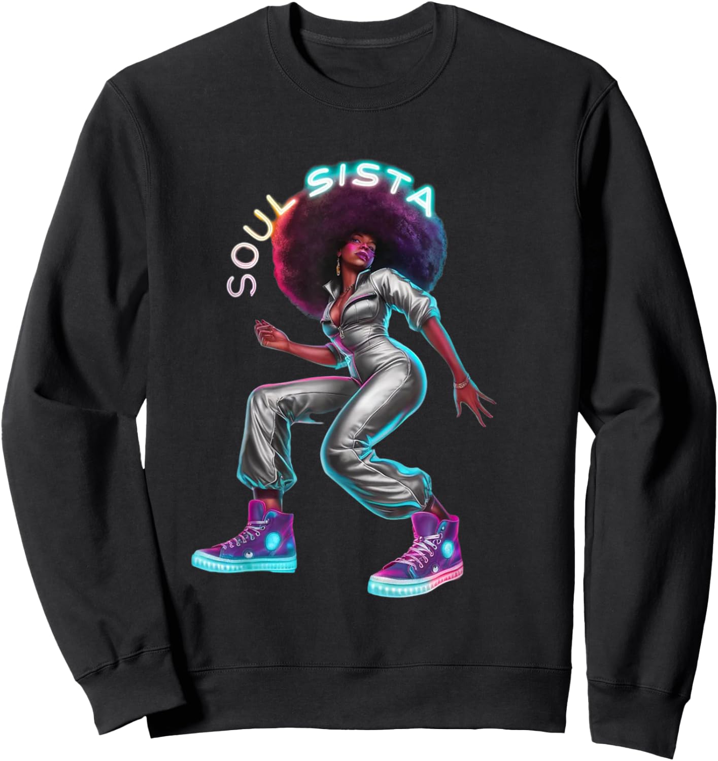 Artsy Funk Shirt Vintage 70s Costume Afro Soul Music Sweatshirt - Sweatshirt | Black