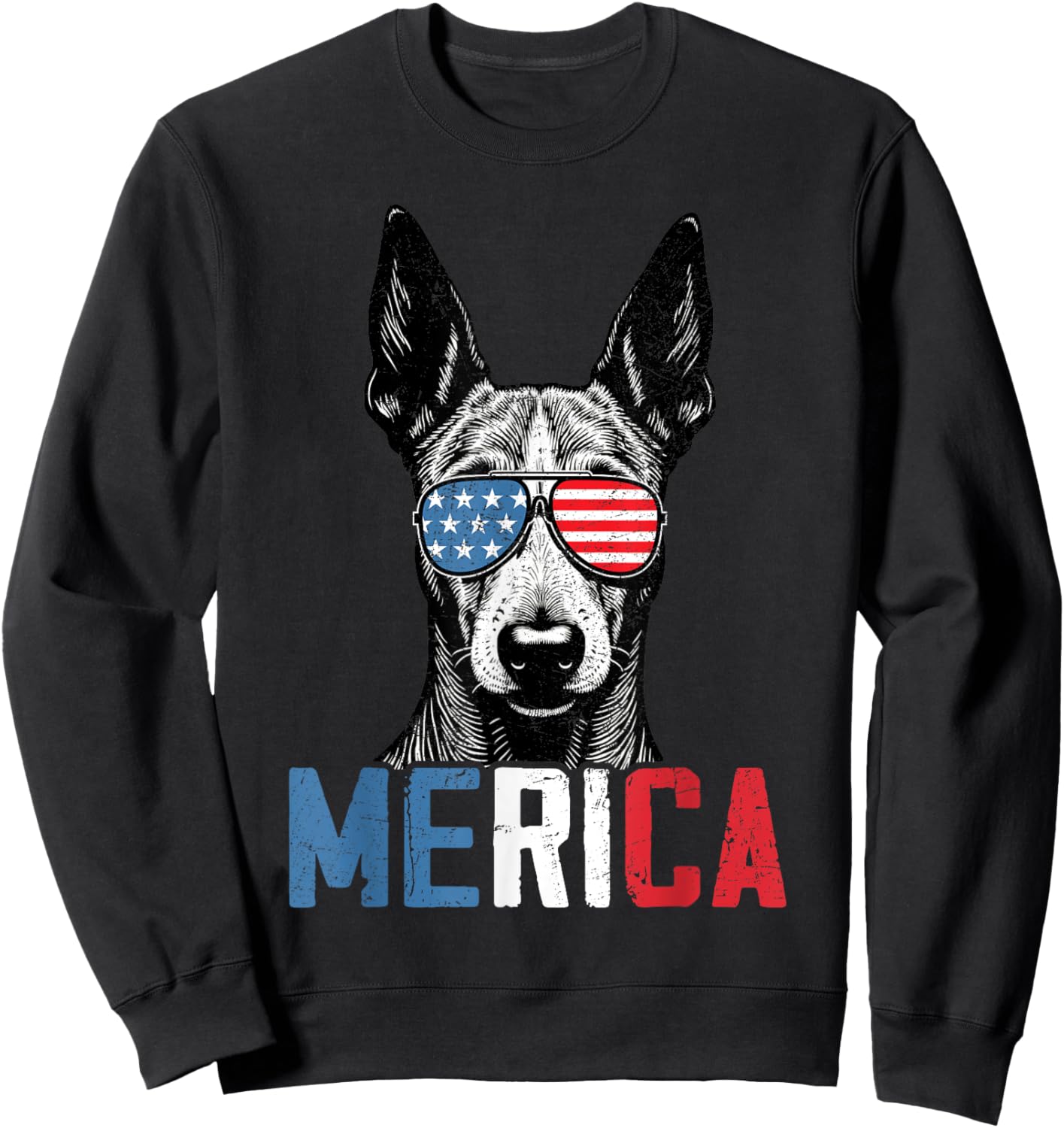 Patriotic American Hairless Terrier Dog Merica 4th Of July Women Kids Sweatshirt - Sweatshirt | Black