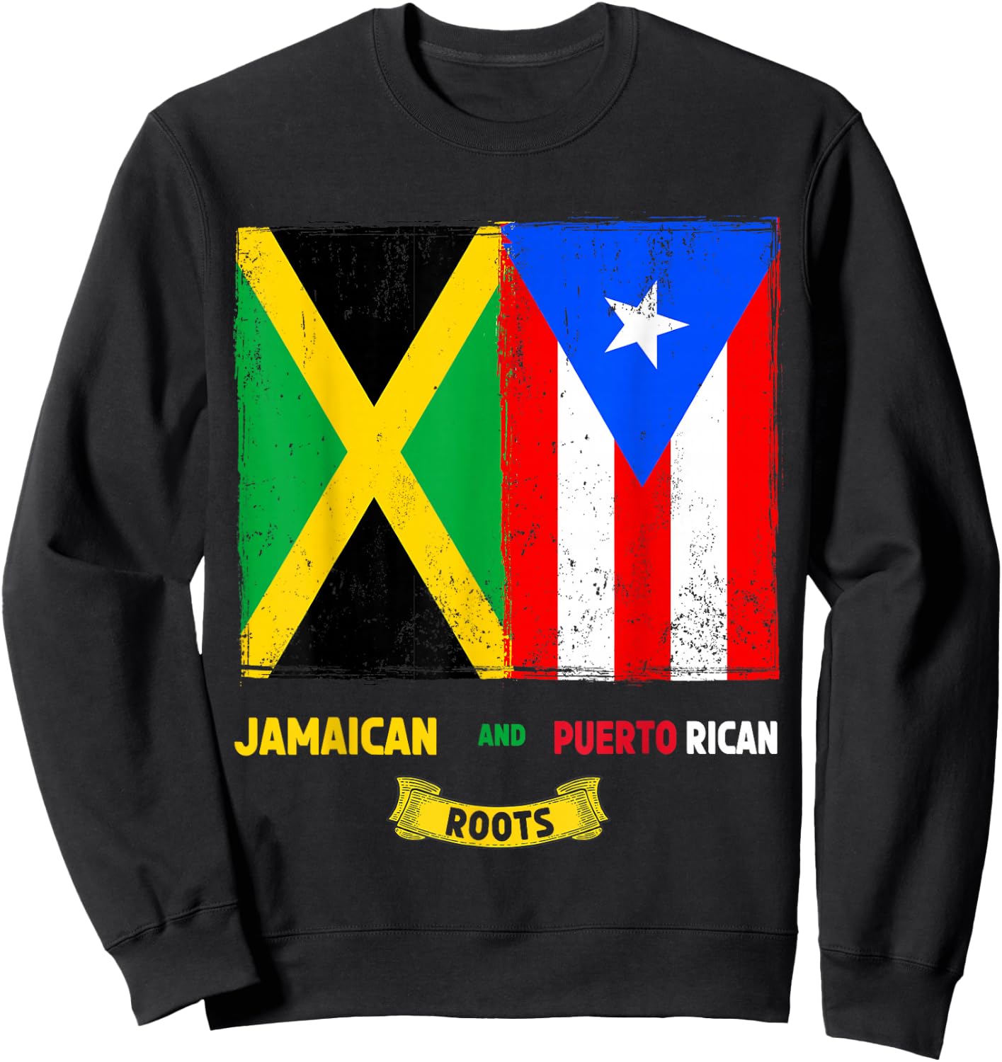 Puerto Rican & Jamaica Flag Outfit Idea For Kids & Boricua Sweatshirt - Sweatshirt | Black