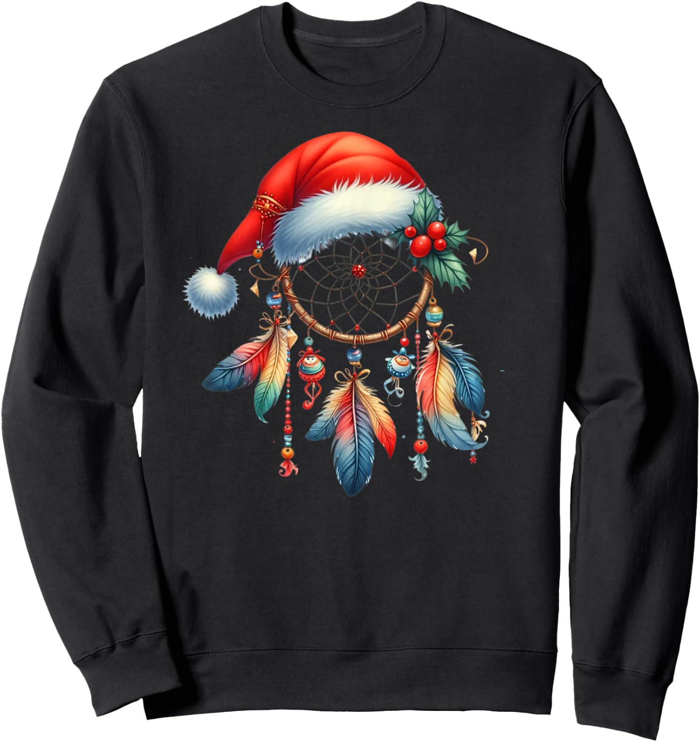 Funny Xmas Bohemian Feather Dreamcatcher Funny Kid Christmas Sweatshirt - Sweatshirt | Black
