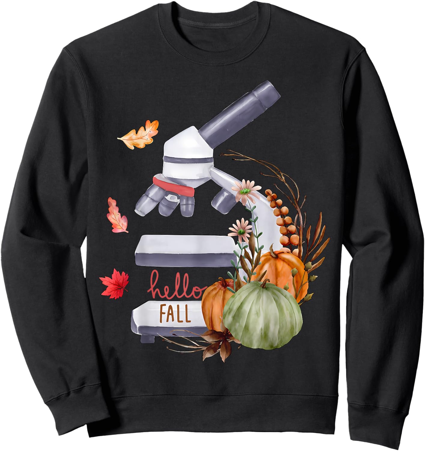 Microscope Flower Pumpkin Microbiology Biology Thanksgiving Sweatshirt - Sweatshirt | Black